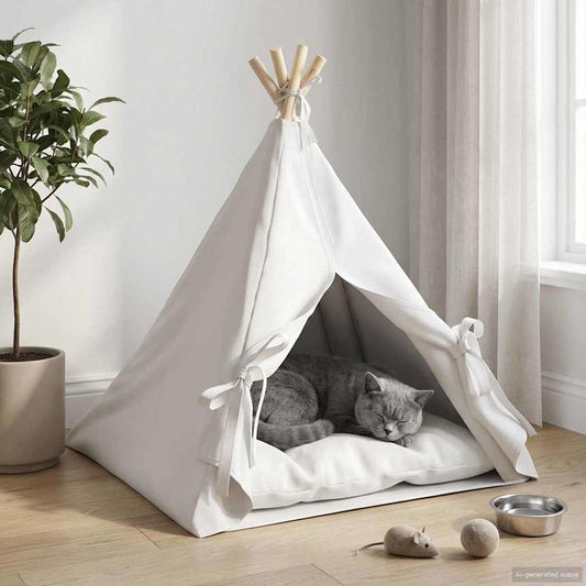 Dieren teepee met kussen Wit 60 x 60 x 70 cm Polyester is nu te koop bij PeponiXL, paradijselijk wonen!