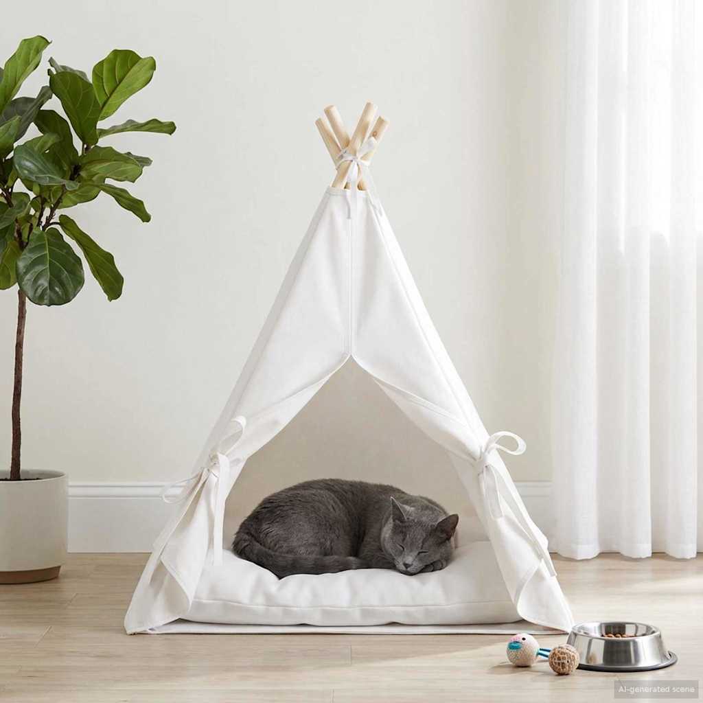 Dieren teepee met kussen Wit 60 x 60 x 70 cm Polyester is nu te koop bij PeponiXL, paradijselijk wonen!