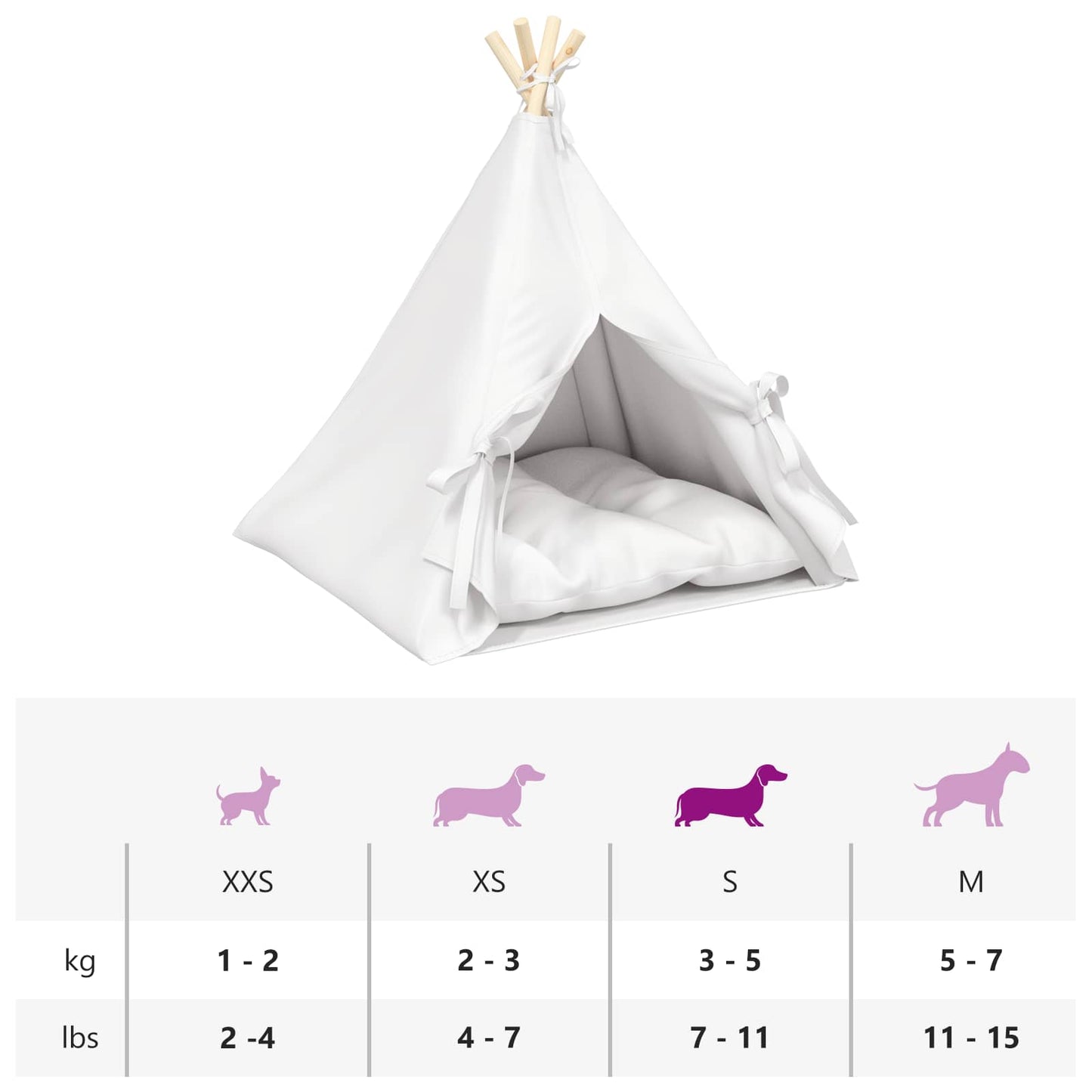 Dieren teepee met kussen Wit 60 x 60 x 70 cm Polyester is nu te koop bij PeponiXL, paradijselijk wonen!
