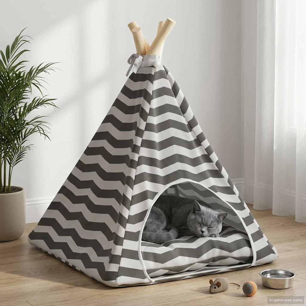 Dieren teepee met kussen Wit en Grijs 40 x 40 x 50 cm Polyester is nu te koop bij PeponiXL, paradijselijk wonen!