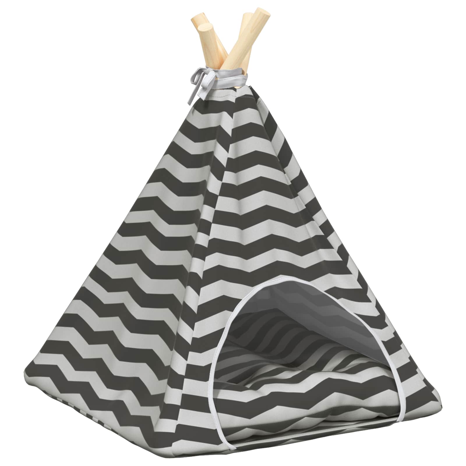 Dieren teepee met kussen Wit en Grijs 40 x 40 x 50 cm Polyester is nu te koop bij PeponiXL, paradijselijk wonen!