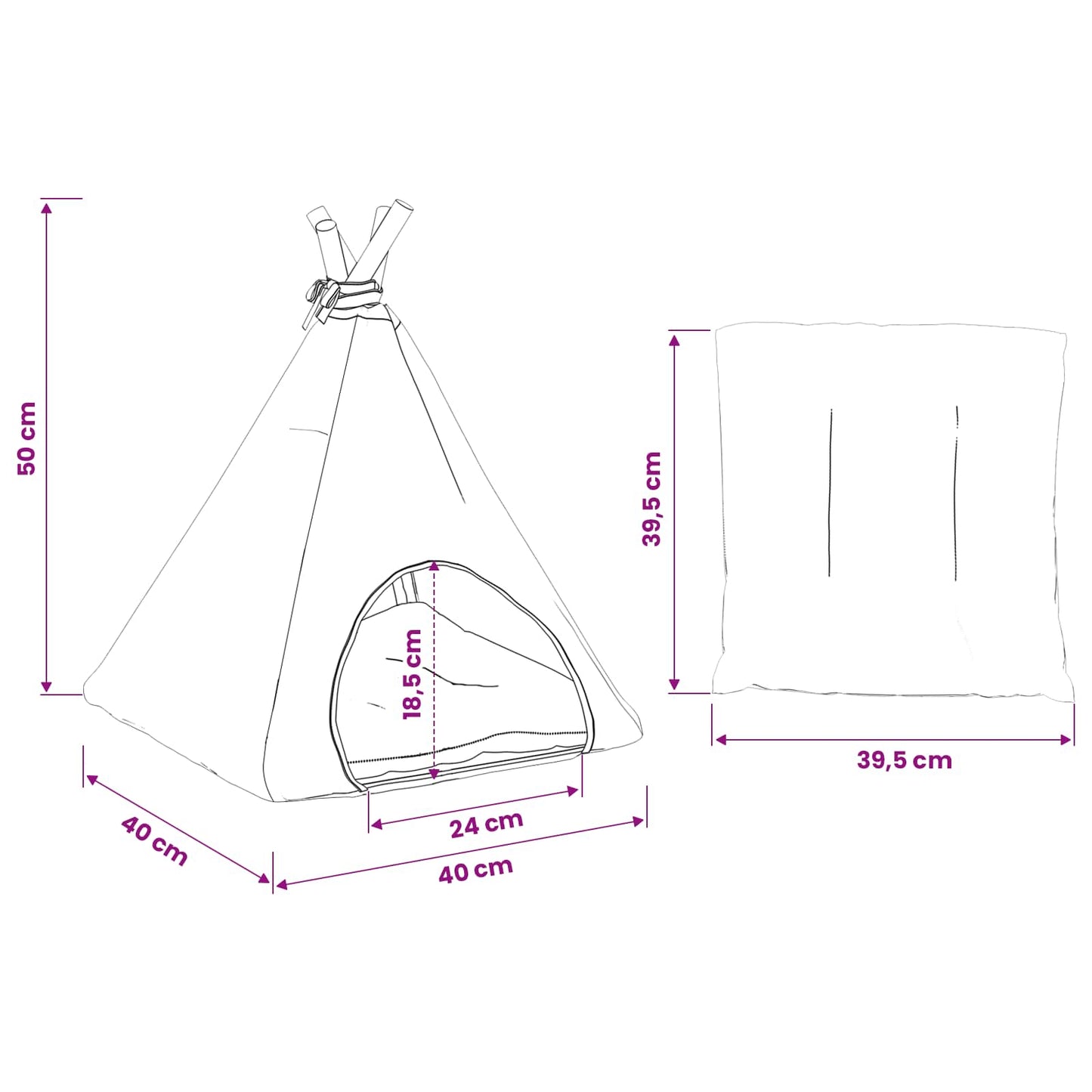 Dieren teepee met kussen Wit en Grijs 40 x 40 x 50 cm Polyester is nu te koop bij PeponiXL, paradijselijk wonen!