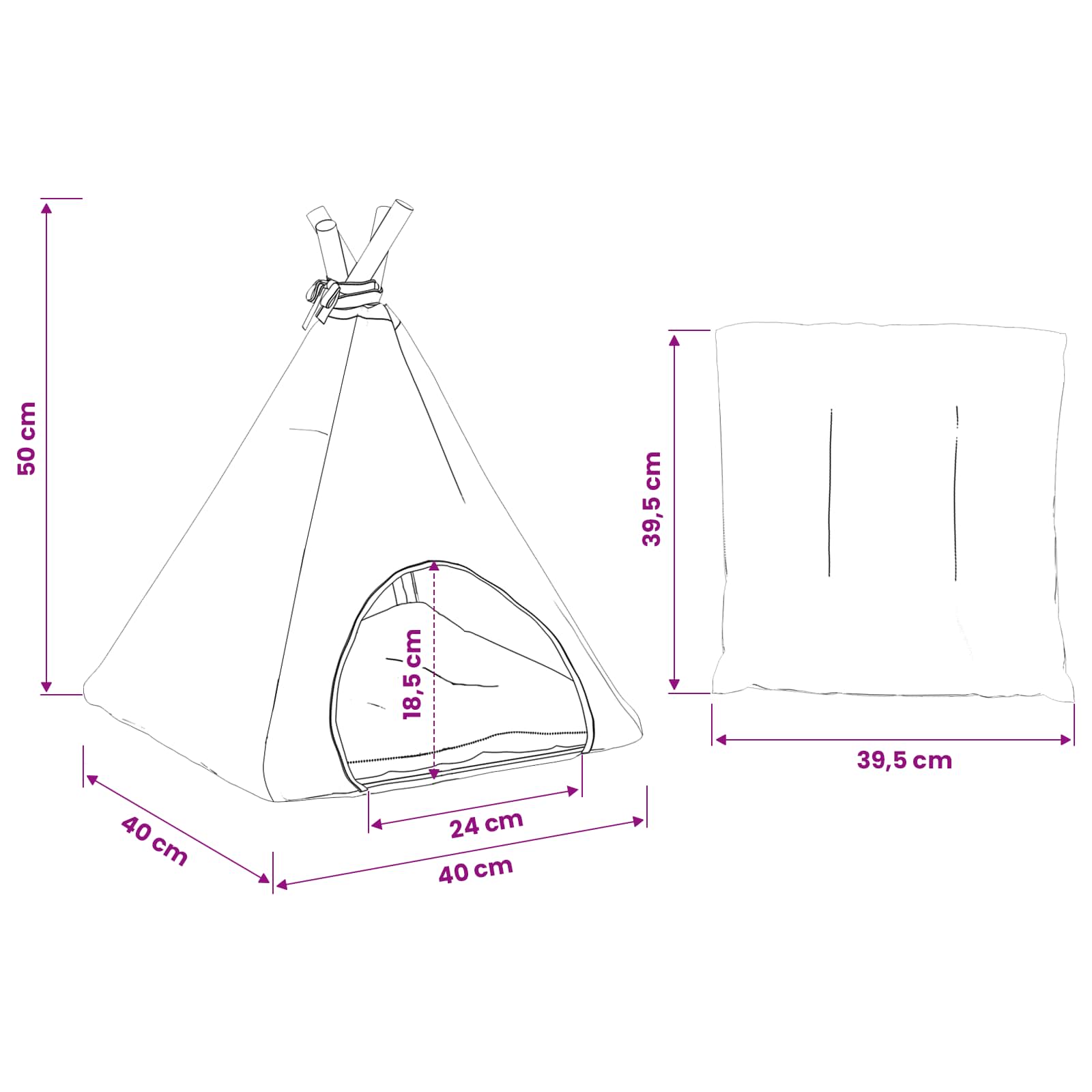 Dieren teepee met kussen Wit en Grijs 40 x 40 x 50 cm Polyester is nu te koop bij PeponiXL, paradijselijk wonen!