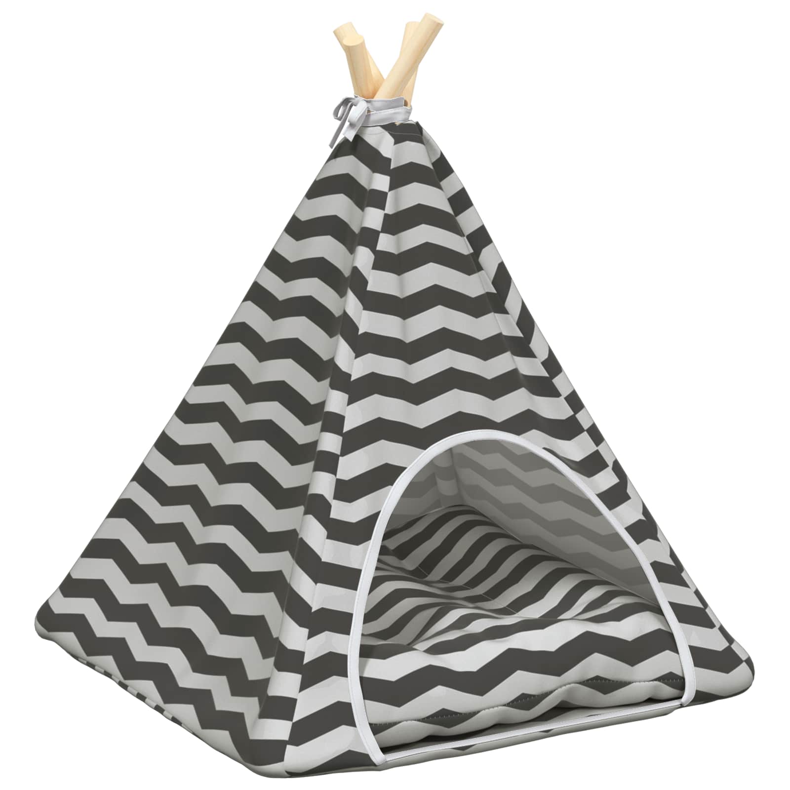 Dieren teepee met kussen Wit en Grijs 50 x 50 x 60 cm Polyester is nu te koop bij PeponiXL, paradijselijk wonen!