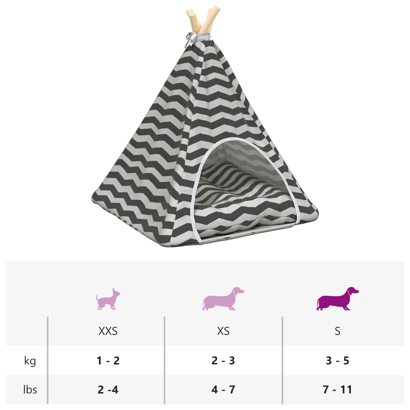 Dieren teepee met kussen Wit en Grijs 50 x 50 x 60 cm Polyester is nu te koop bij PeponiXL, paradijselijk wonen!
