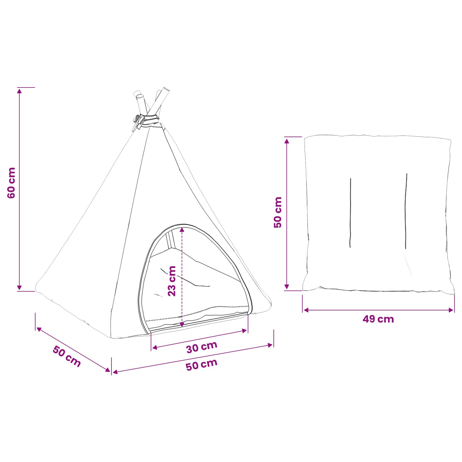 Dieren teepee met kussen Wit en Grijs 50 x 50 x 60 cm Polyester is nu te koop bij PeponiXL, paradijselijk wonen!