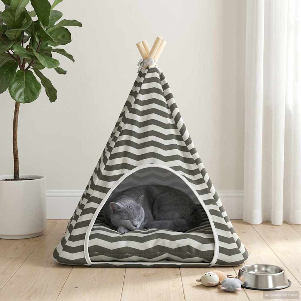 Dieren teepee met kussen Wit en Grijs 60 x 60 x 70 cm Polyester is nu te koop bij PeponiXL, paradijselijk wonen!