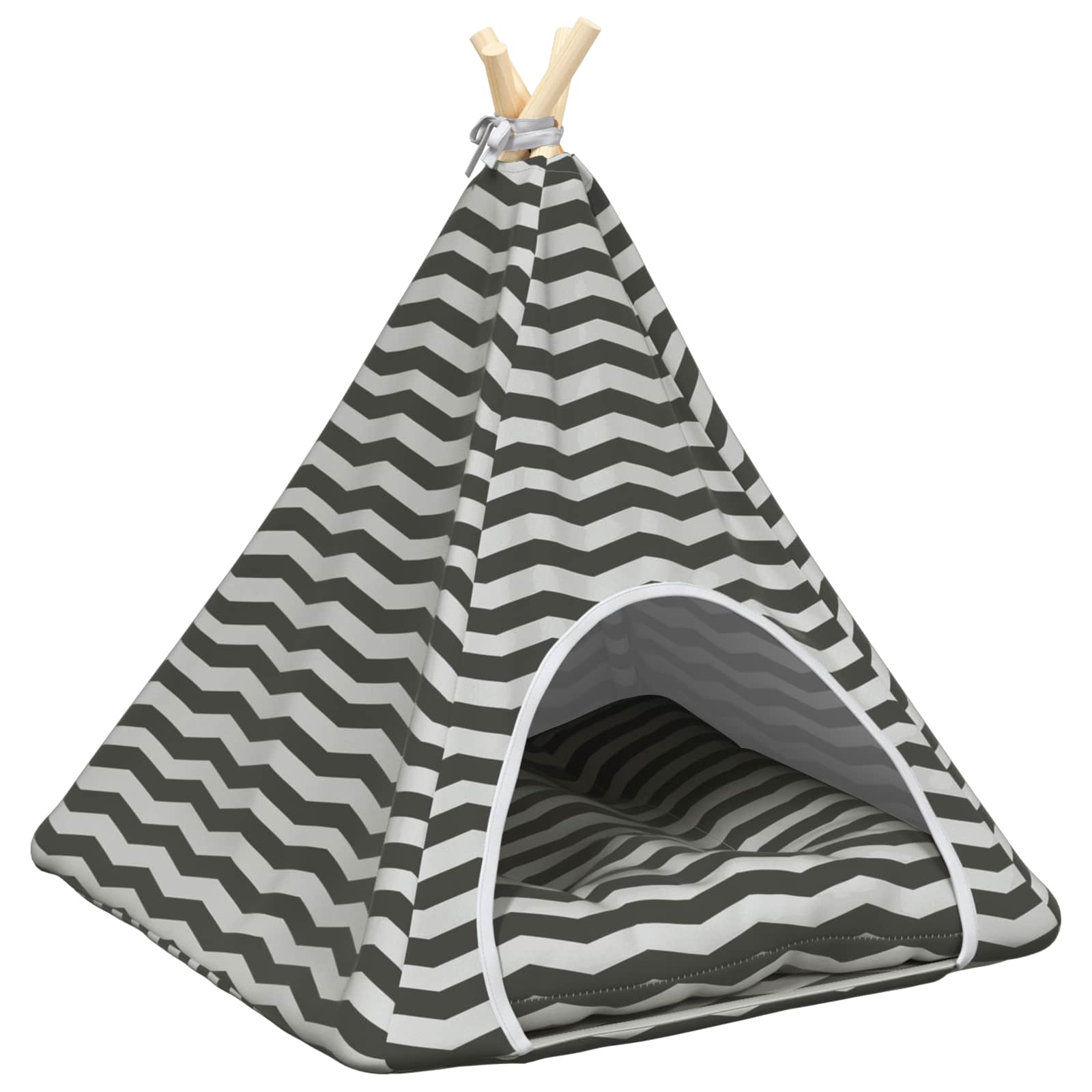 Dieren teepee met kussen Wit en Grijs 60 x 60 x 70 cm Polyester is nu te koop bij PeponiXL, paradijselijk wonen!