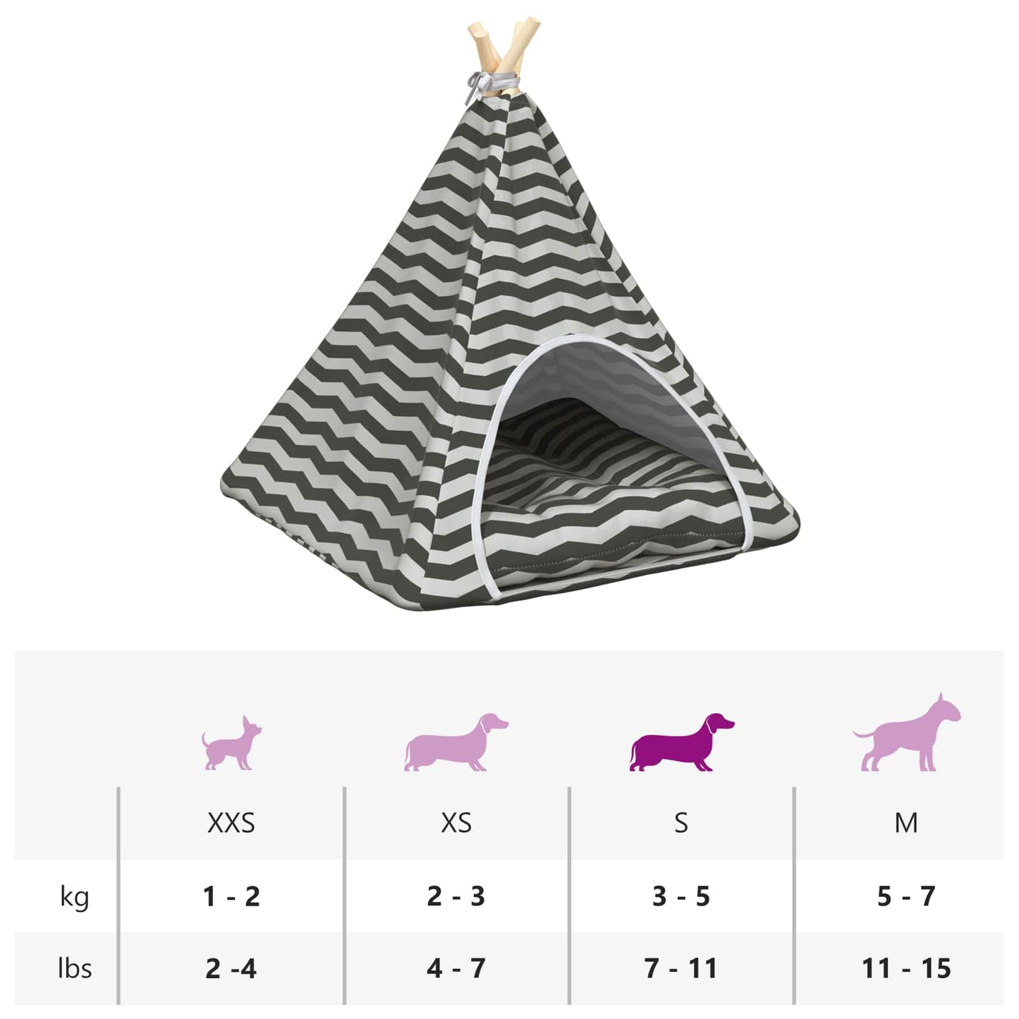 Dieren teepee met kussen Wit en Grijs 60 x 60 x 70 cm Polyester is nu te koop bij PeponiXL, paradijselijk wonen!