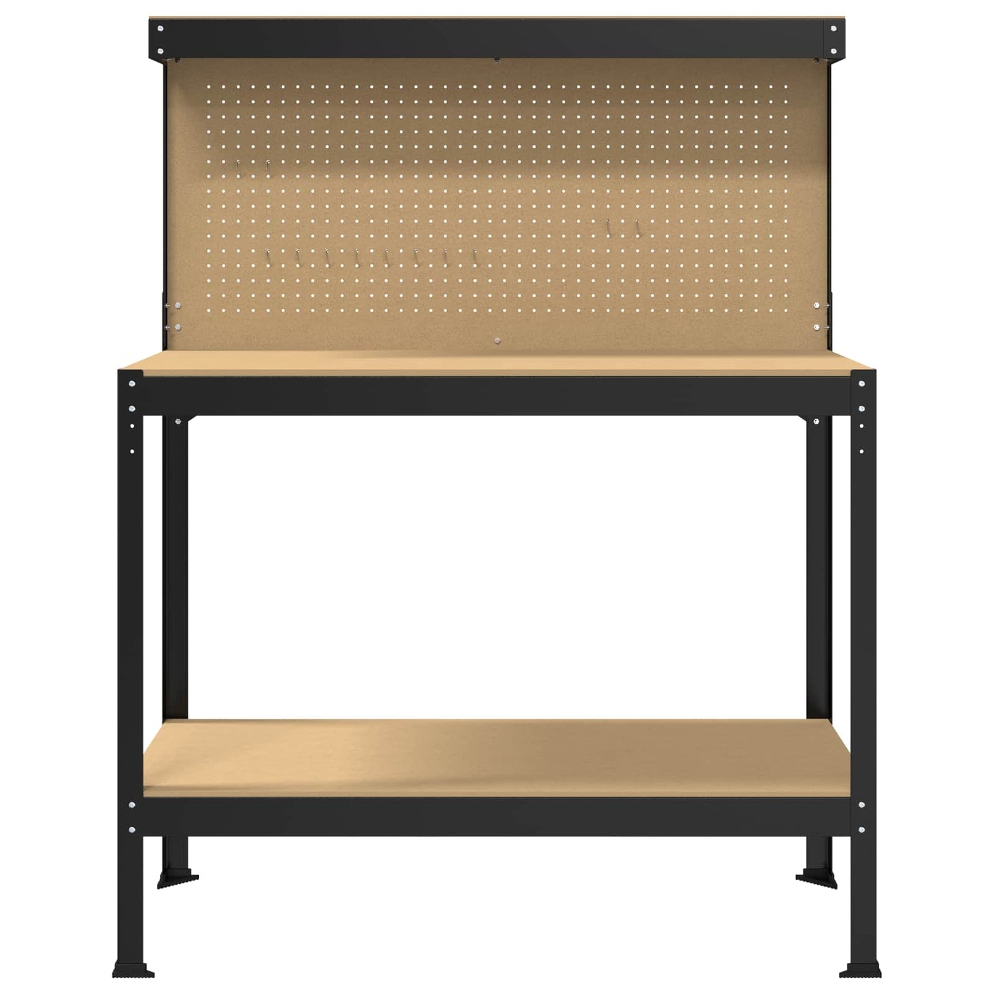 Werkbank Zwart 114 x 54 x 145 cm Bewerkt hout en metaal is nu te koop bij PeponiXL, paradijselijk wonen!