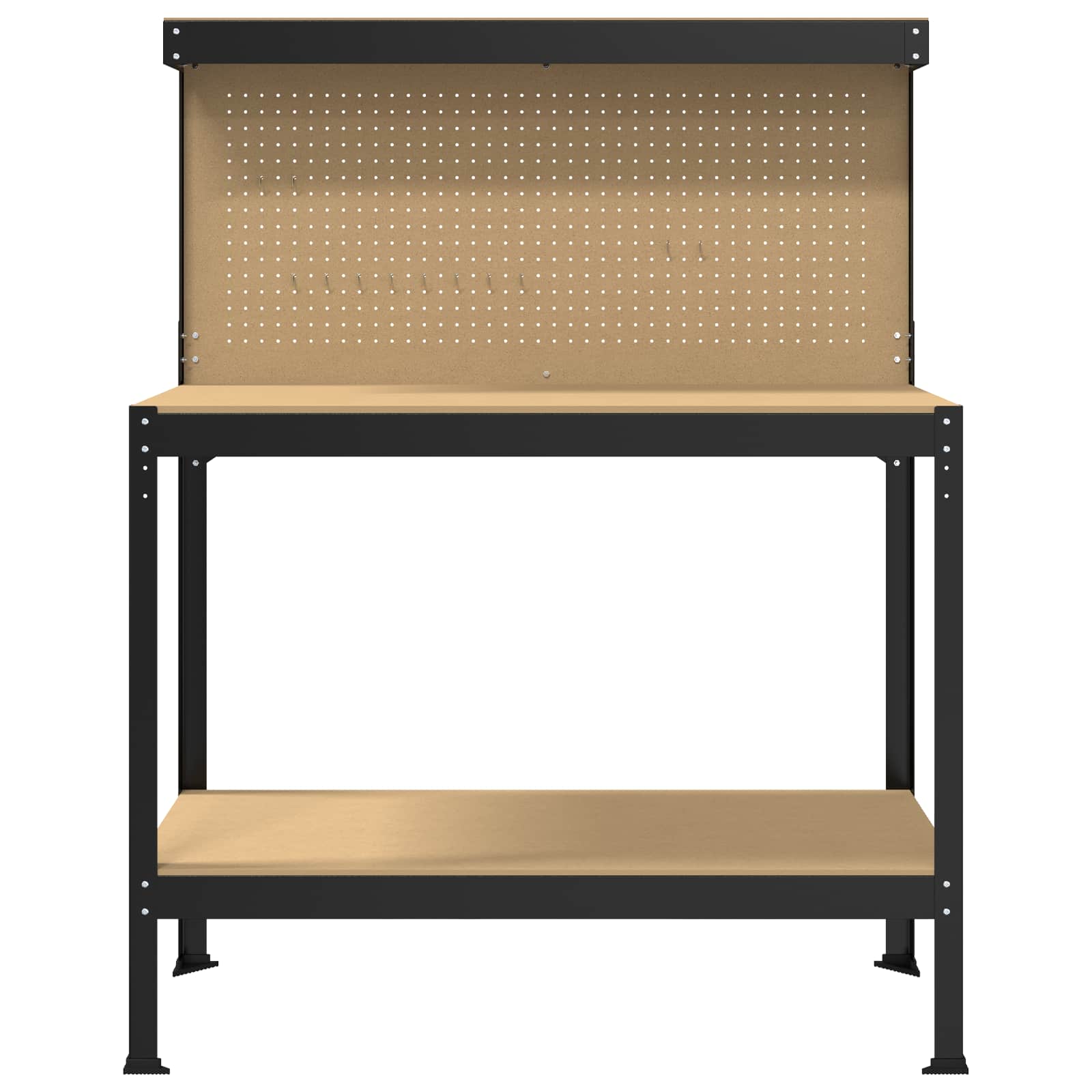 Werkbank Zwart 114 x 54 x 145 cm Bewerkt hout en metaal is nu te koop bij PeponiXL, paradijselijk wonen!