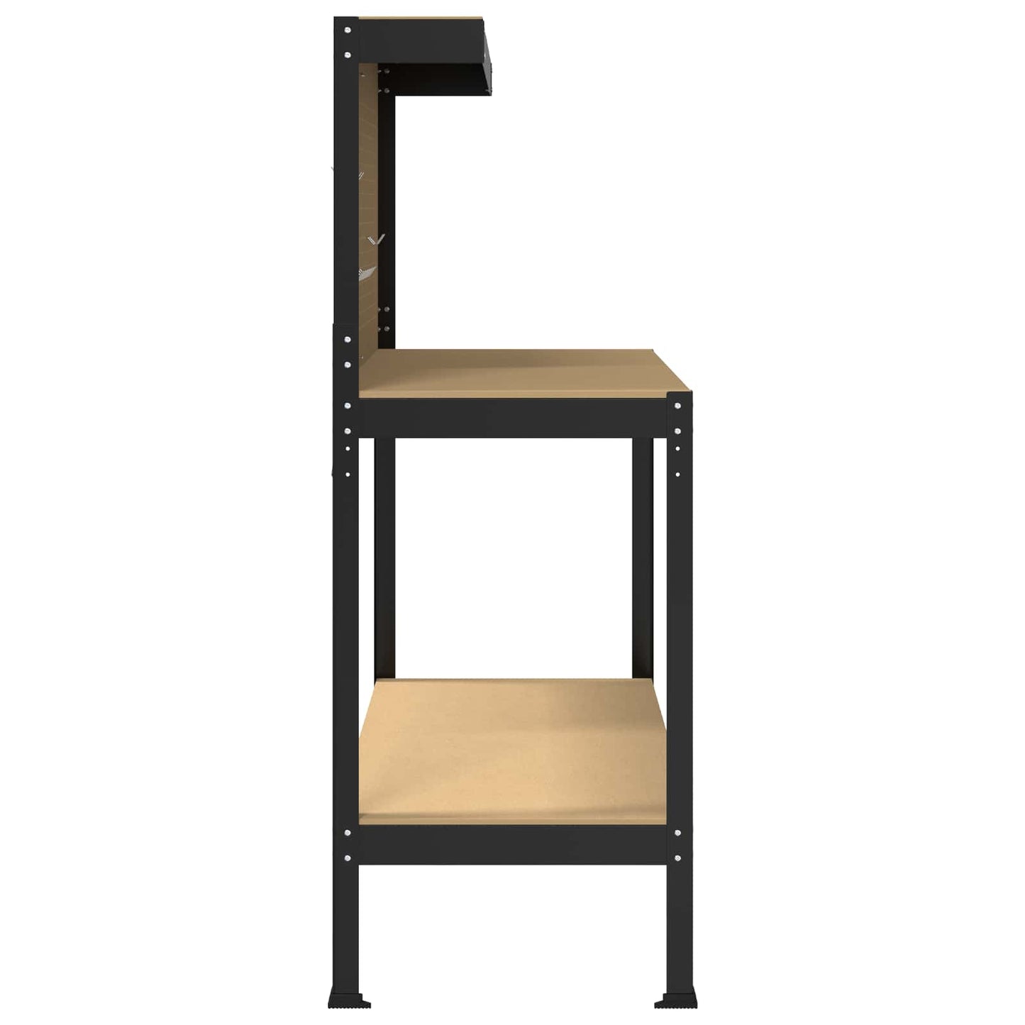 Werkbank Zwart 114 x 54 x 145 cm Bewerkt hout en metaal is nu te koop bij PeponiXL, paradijselijk wonen!