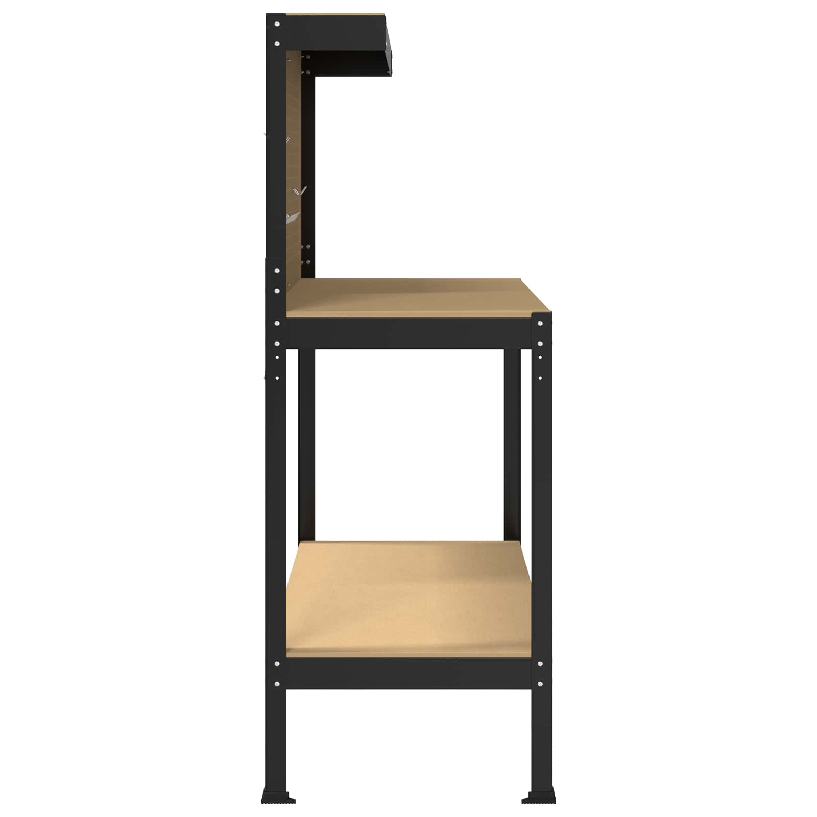 Werkbank Zwart 114 x 54 x 145 cm Bewerkt hout en metaal is nu te koop bij PeponiXL, paradijselijk wonen!