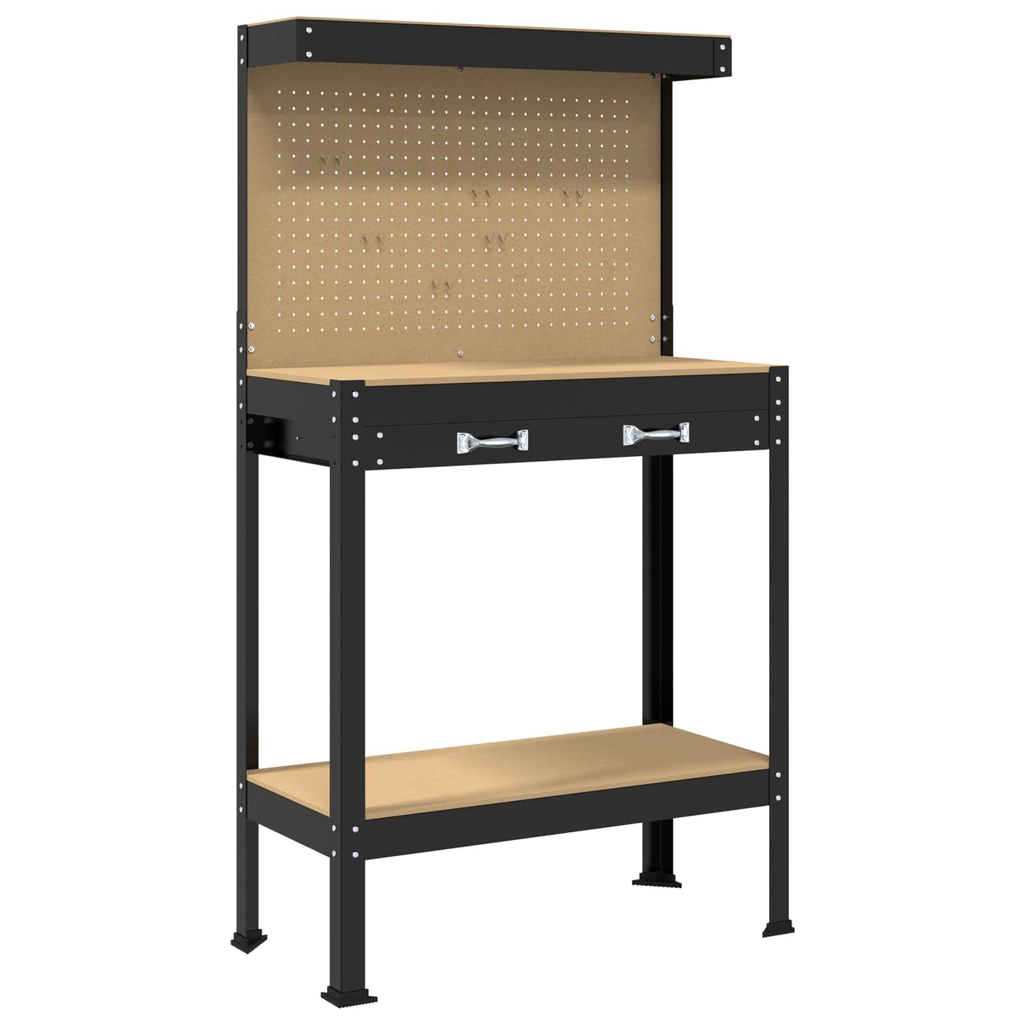 Werkbank Zwart 81 x 41 x 145 cm Bewerkt hout en metaal is nu te koop bij PeponiXL, paradijselijk wonen!