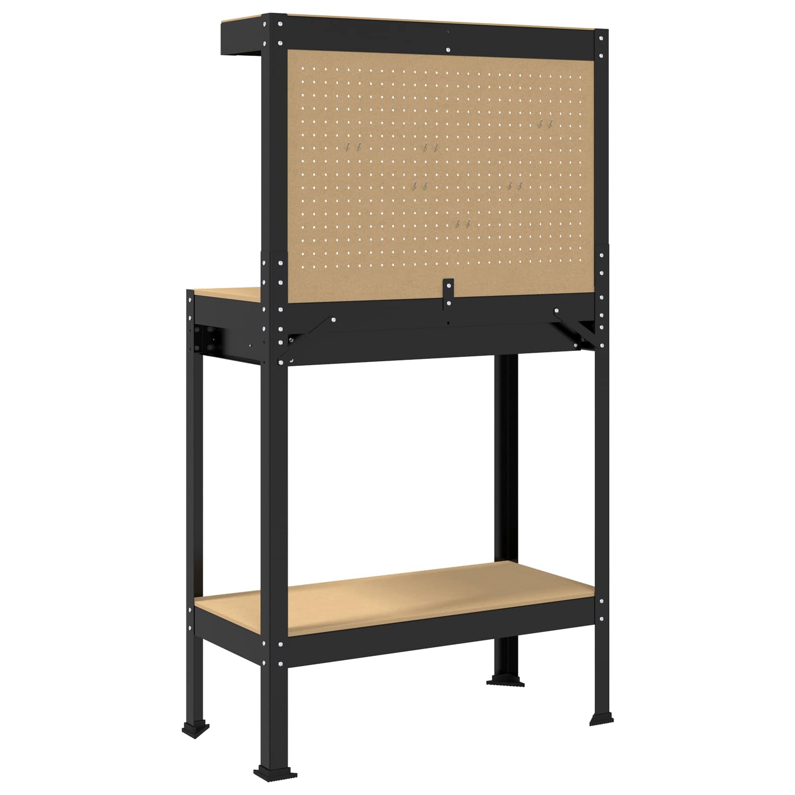 Werkbank Zwart 81 x 41 x 145 cm Bewerkt hout en metaal is nu te koop bij PeponiXL, paradijselijk wonen!