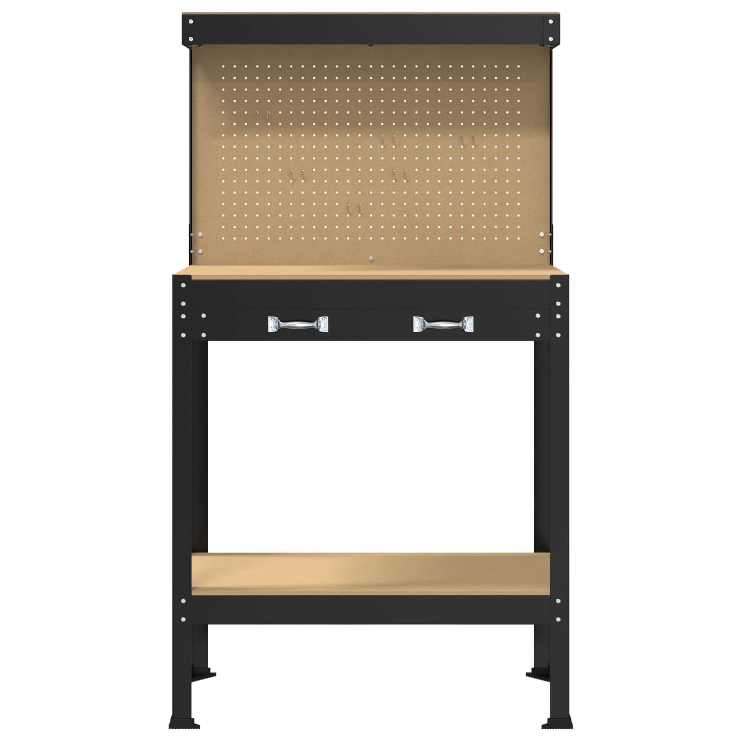 Werkbank Zwart 81 x 41 x 145 cm Bewerkt hout en metaal is nu te koop bij PeponiXL, paradijselijk wonen!
