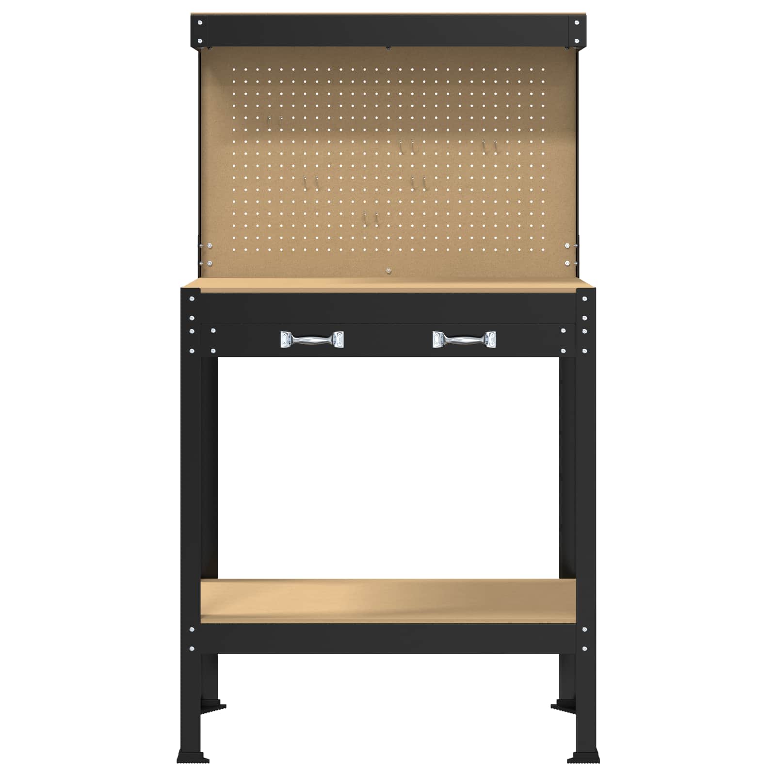 Werkbank Zwart 81 x 41 x 145 cm Bewerkt hout en metaal is nu te koop bij PeponiXL, paradijselijk wonen!