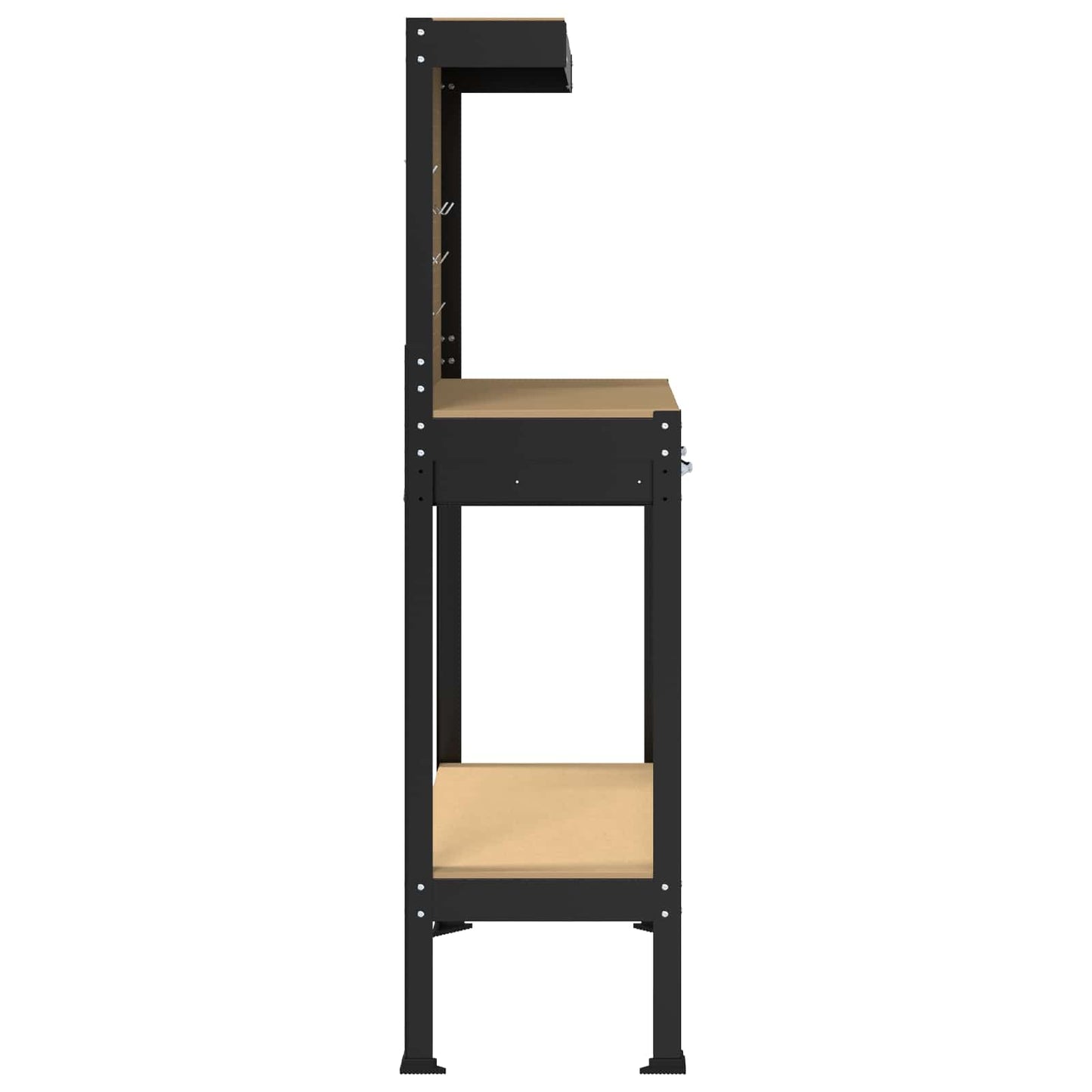 Werkbank Zwart 81 x 41 x 145 cm Bewerkt hout en metaal is nu te koop bij PeponiXL, paradijselijk wonen!
