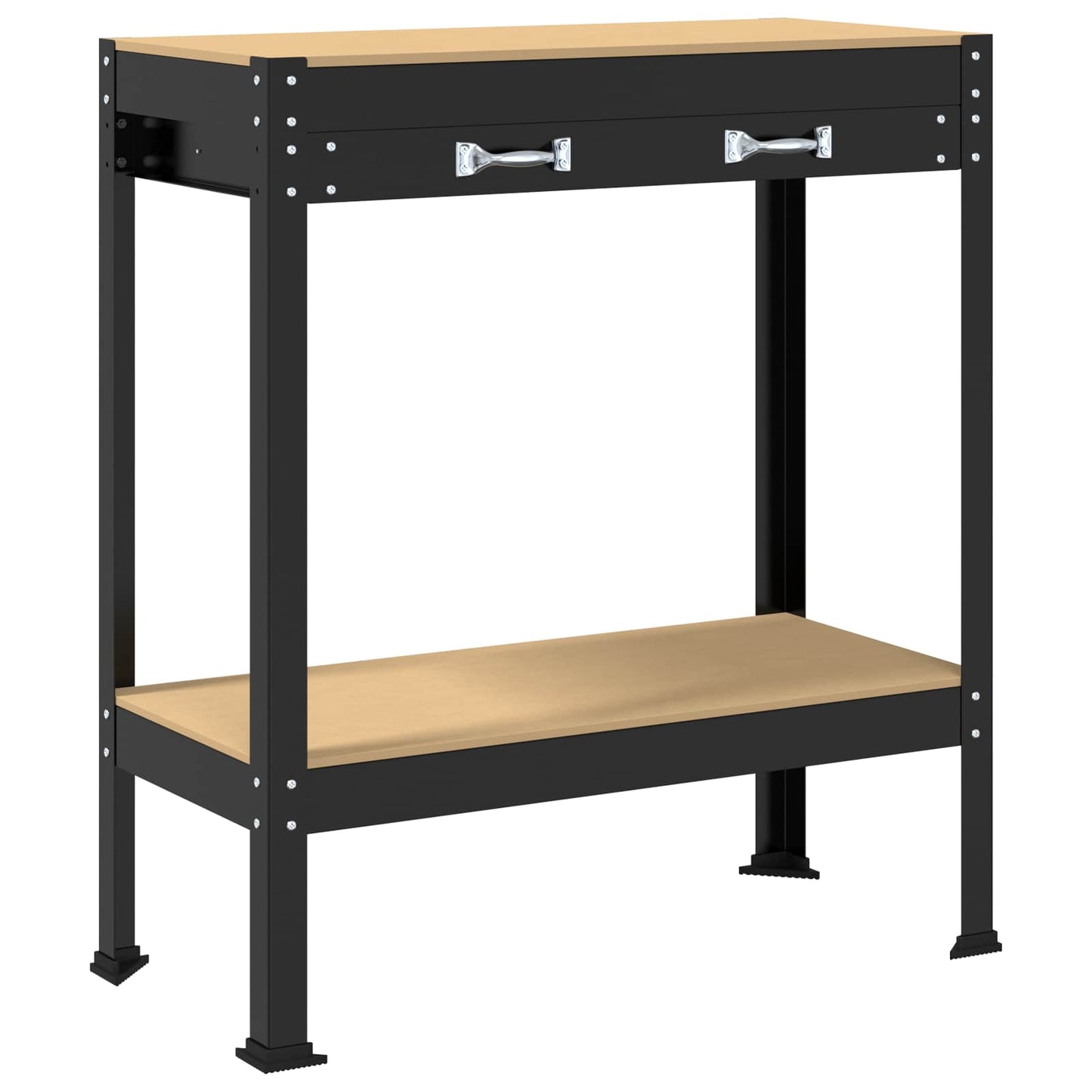 Werkbank met lade Zwart 80 x 40 x 91 cm Bewerkt hout en metaal is nu te koop bij PeponiXL, paradijselijk wonen!