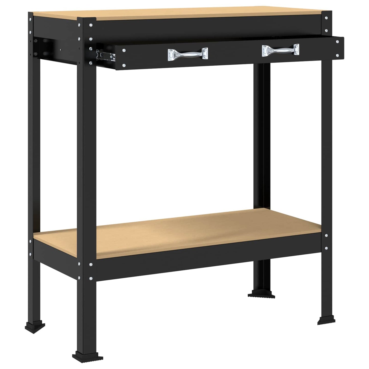 Werkbank met lade Zwart 80 x 40 x 91 cm Bewerkt hout en metaal is nu te koop bij PeponiXL, paradijselijk wonen!