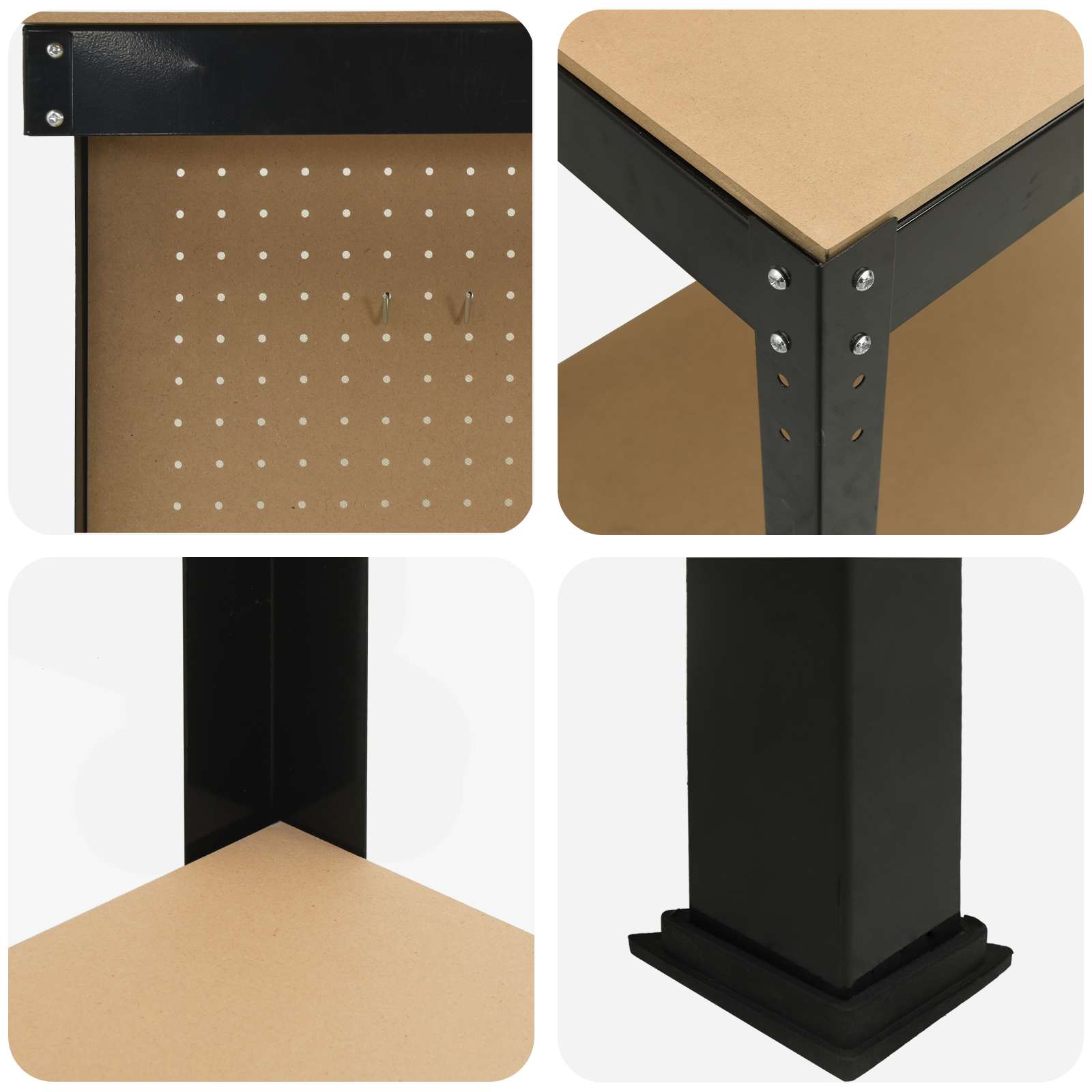 Werkbank Zwart 81 x 41 x 145 cm Bewerkt hout en metaal is nu te koop bij PeponiXL, paradijselijk wonen!
