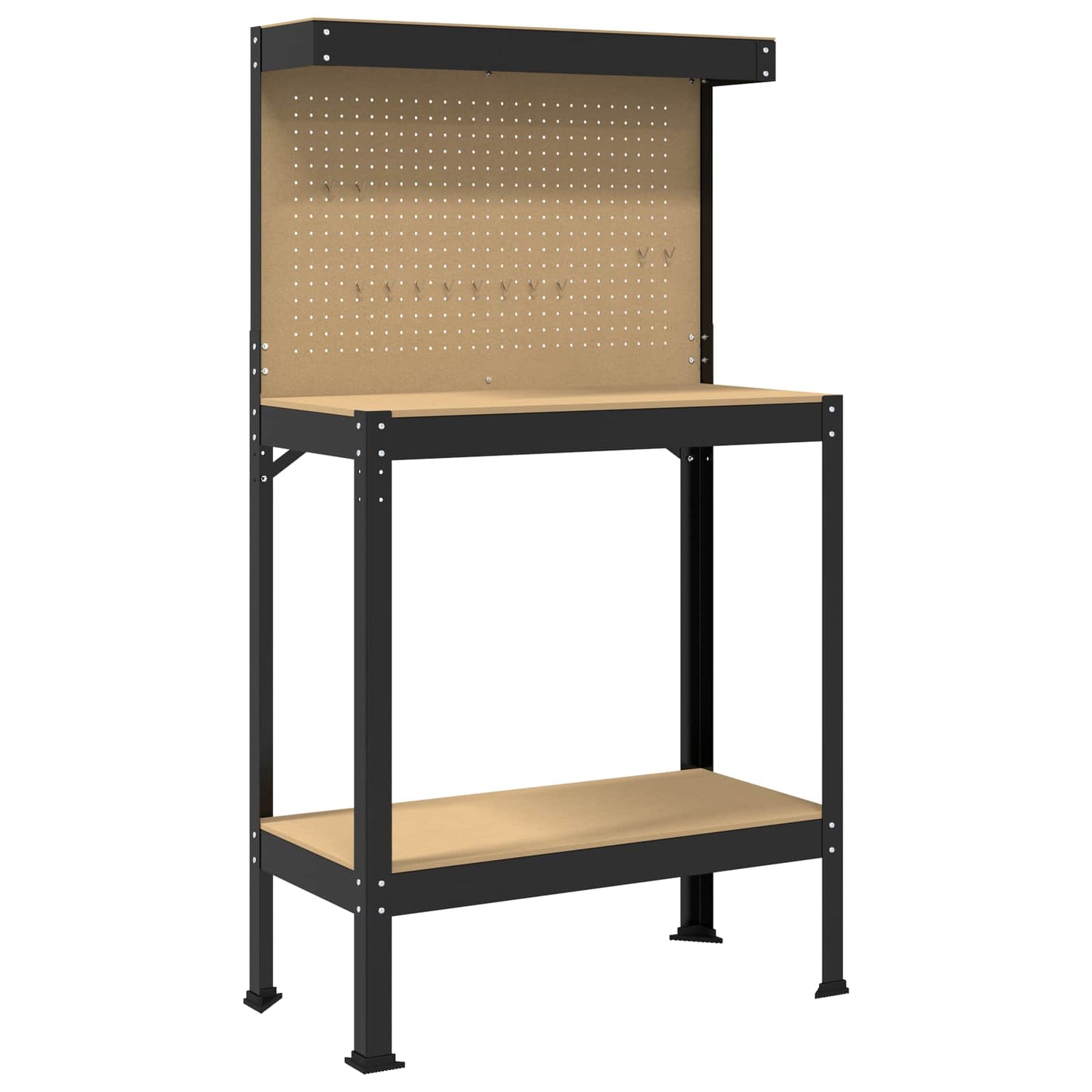 Werkbank Zwart 81 x 41 x 145 cm Bewerkt hout en metaal is nu te koop bij PeponiXL, paradijselijk wonen!