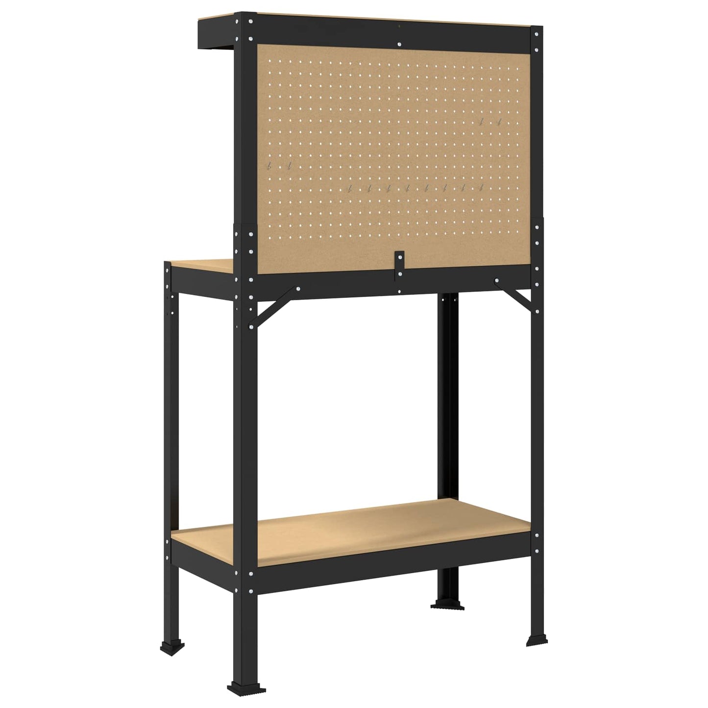 Werkbank Zwart 81 x 41 x 145 cm Bewerkt hout en metaal is nu te koop bij PeponiXL, paradijselijk wonen!