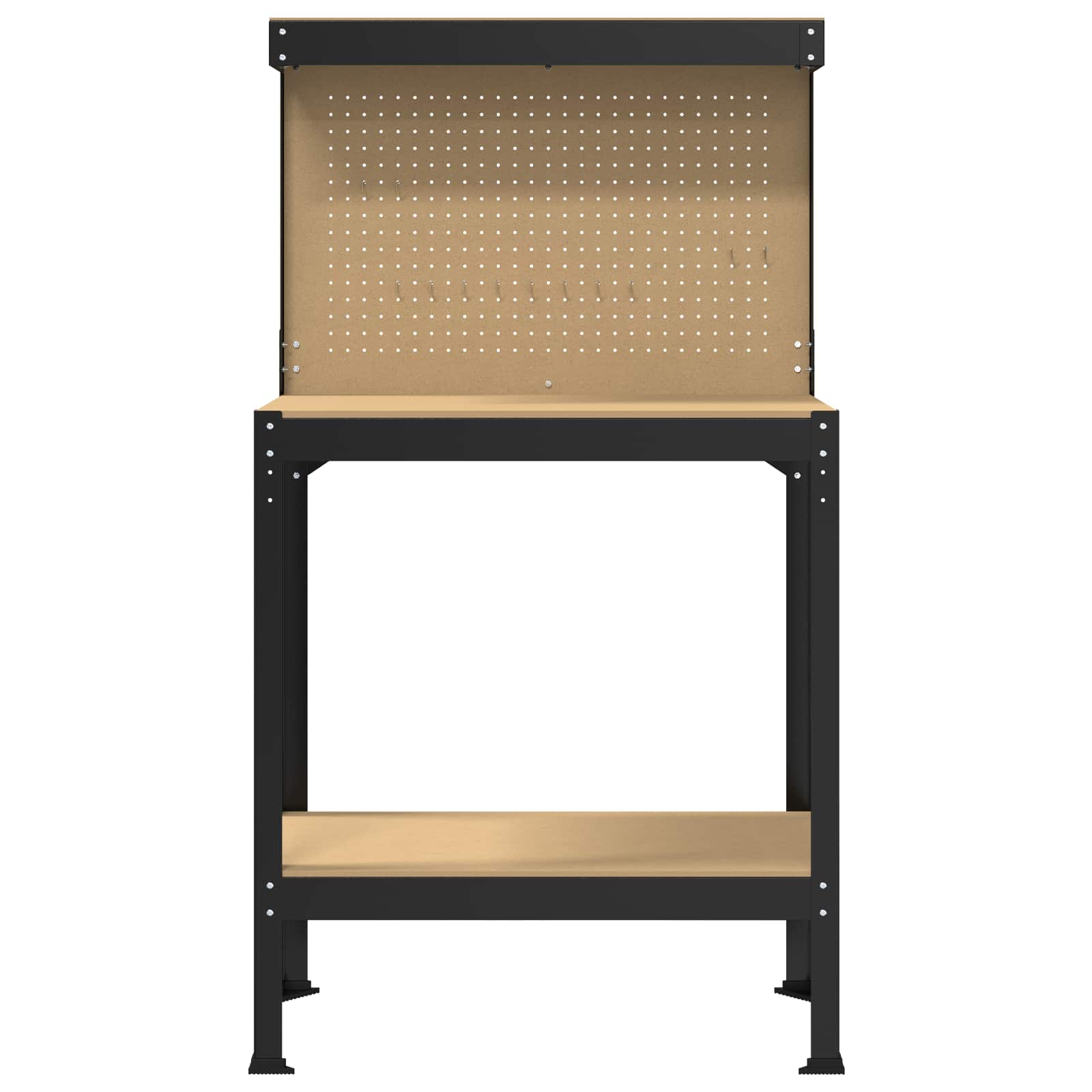 Werkbank Zwart 81 x 41 x 145 cm Bewerkt hout en metaal is nu te koop bij PeponiXL, paradijselijk wonen!