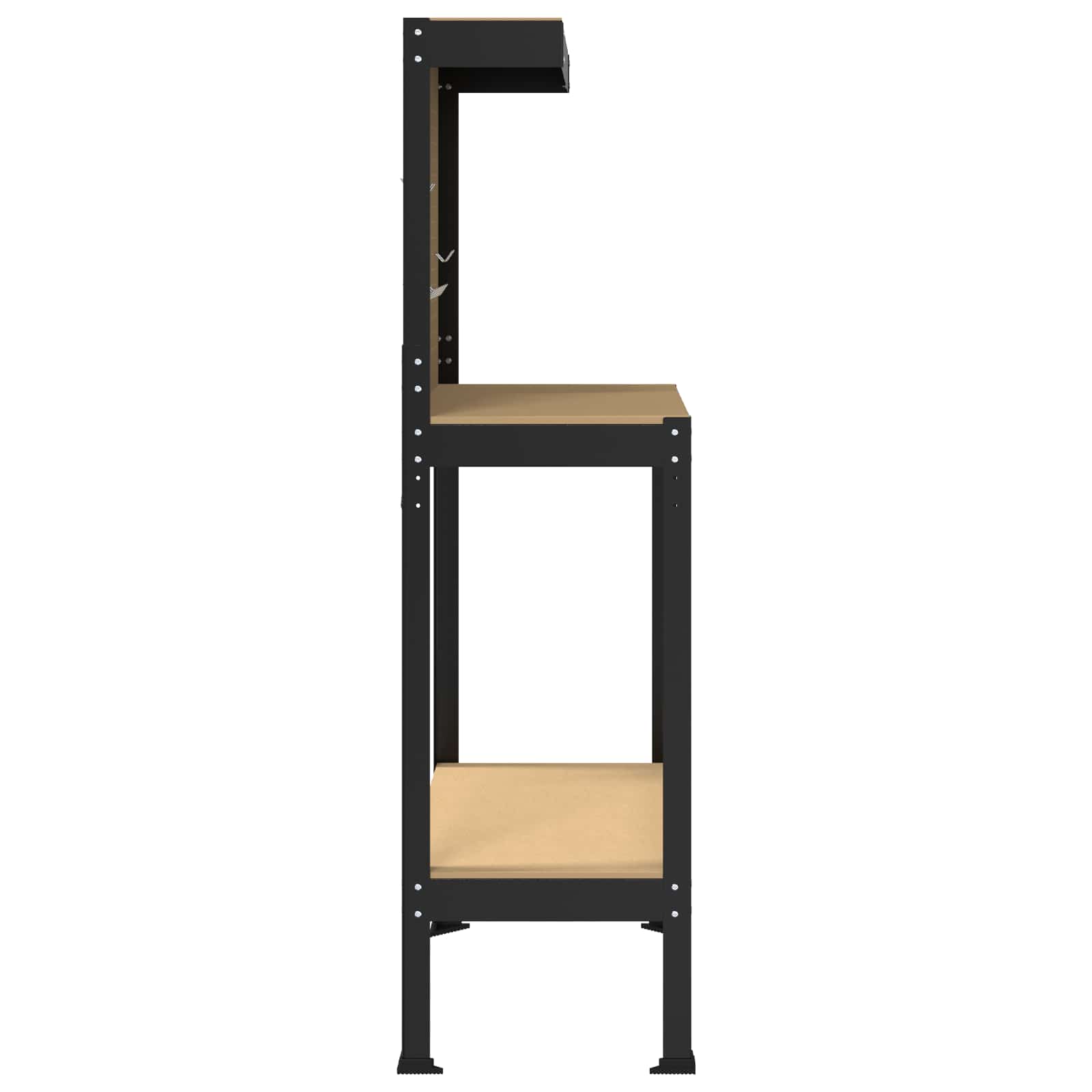 Werkbank Zwart 81 x 41 x 145 cm Bewerkt hout en metaal is nu te koop bij PeponiXL, paradijselijk wonen!