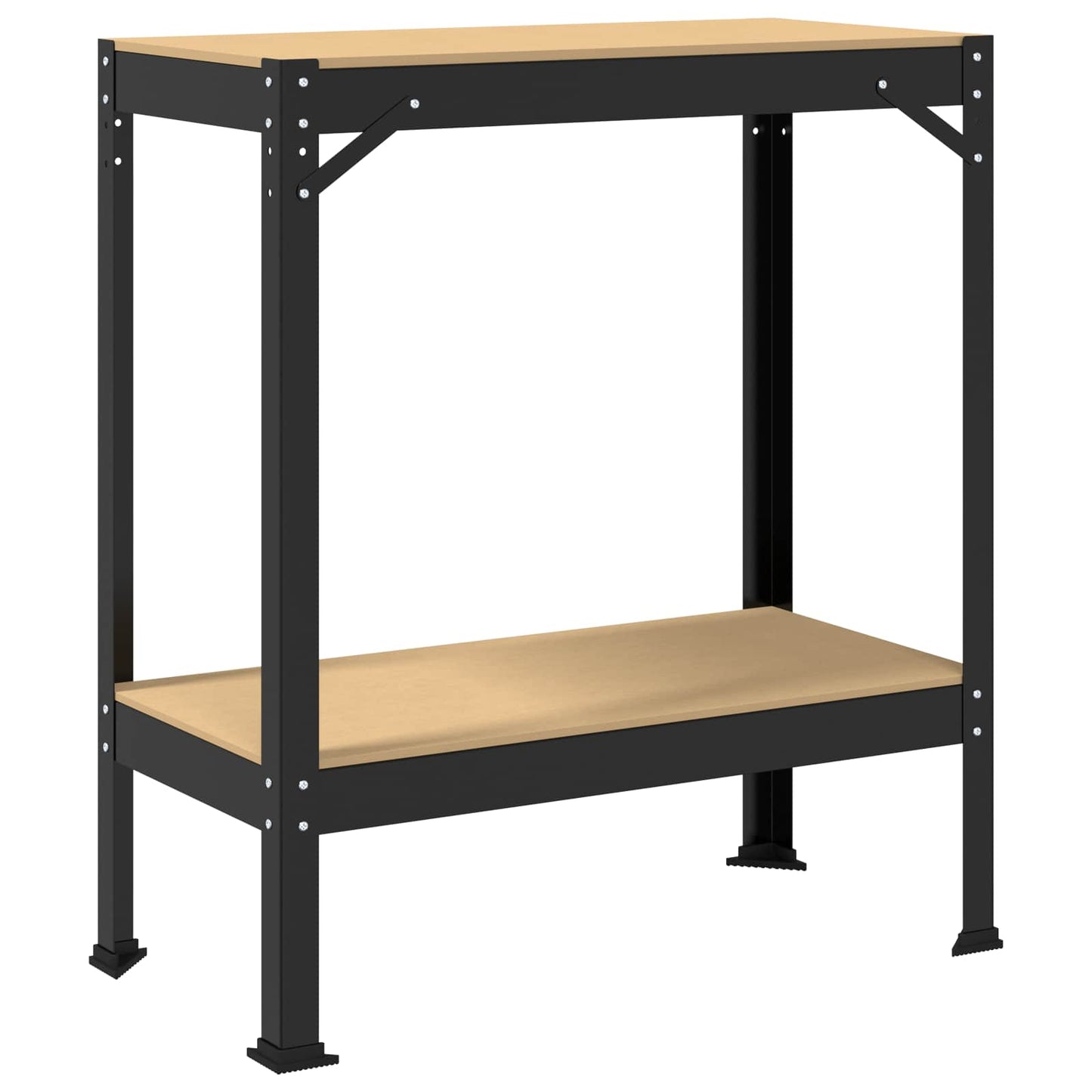 Werkbank met plank Zwart 81 x 41 x 91 cm Bewerkt hout en metaal is nu te koop bij PeponiXL, paradijselijk wonen!