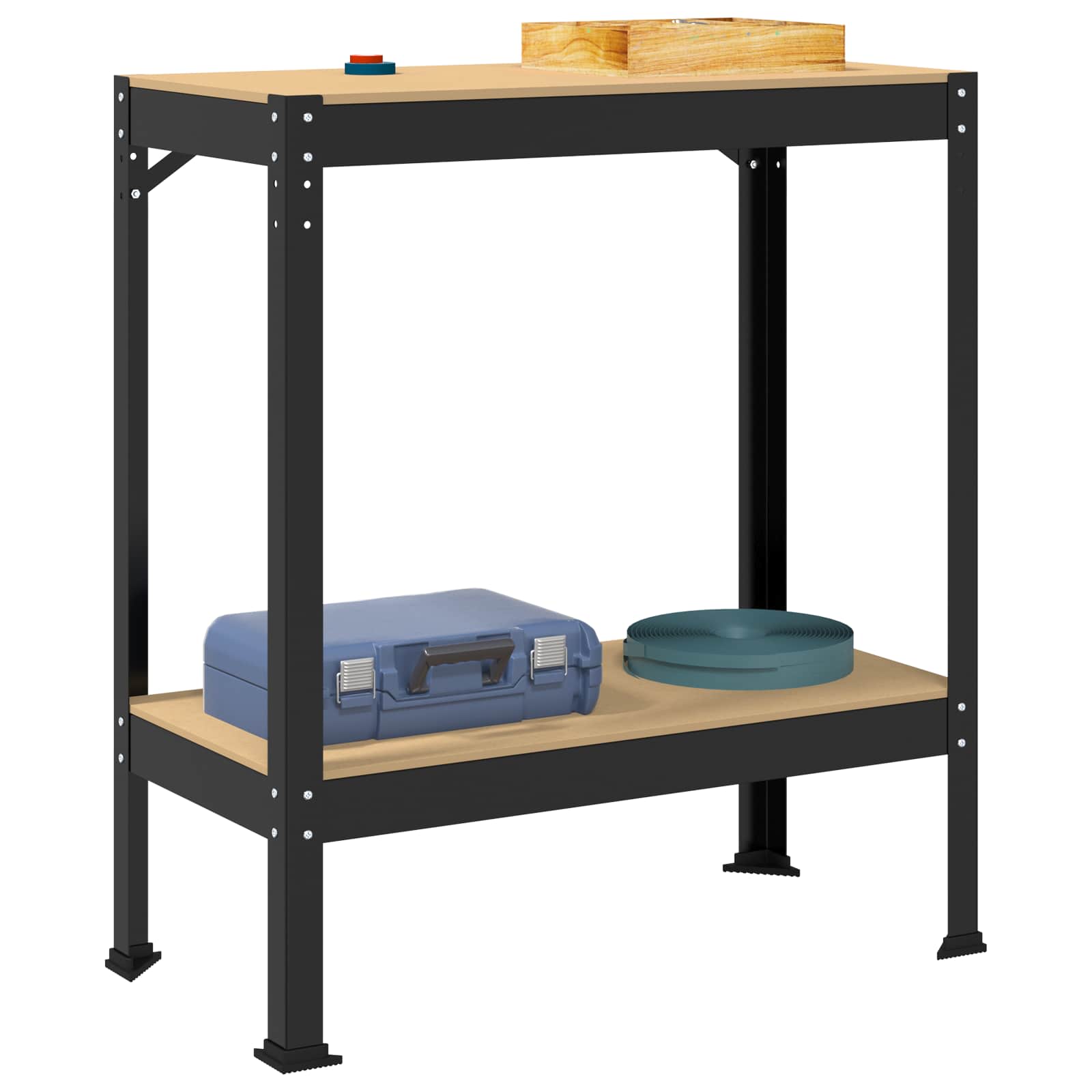 Werkbank met plank Zwart 81 x 41 x 91 cm Bewerkt hout en metaal is nu te koop bij PeponiXL, paradijselijk wonen!