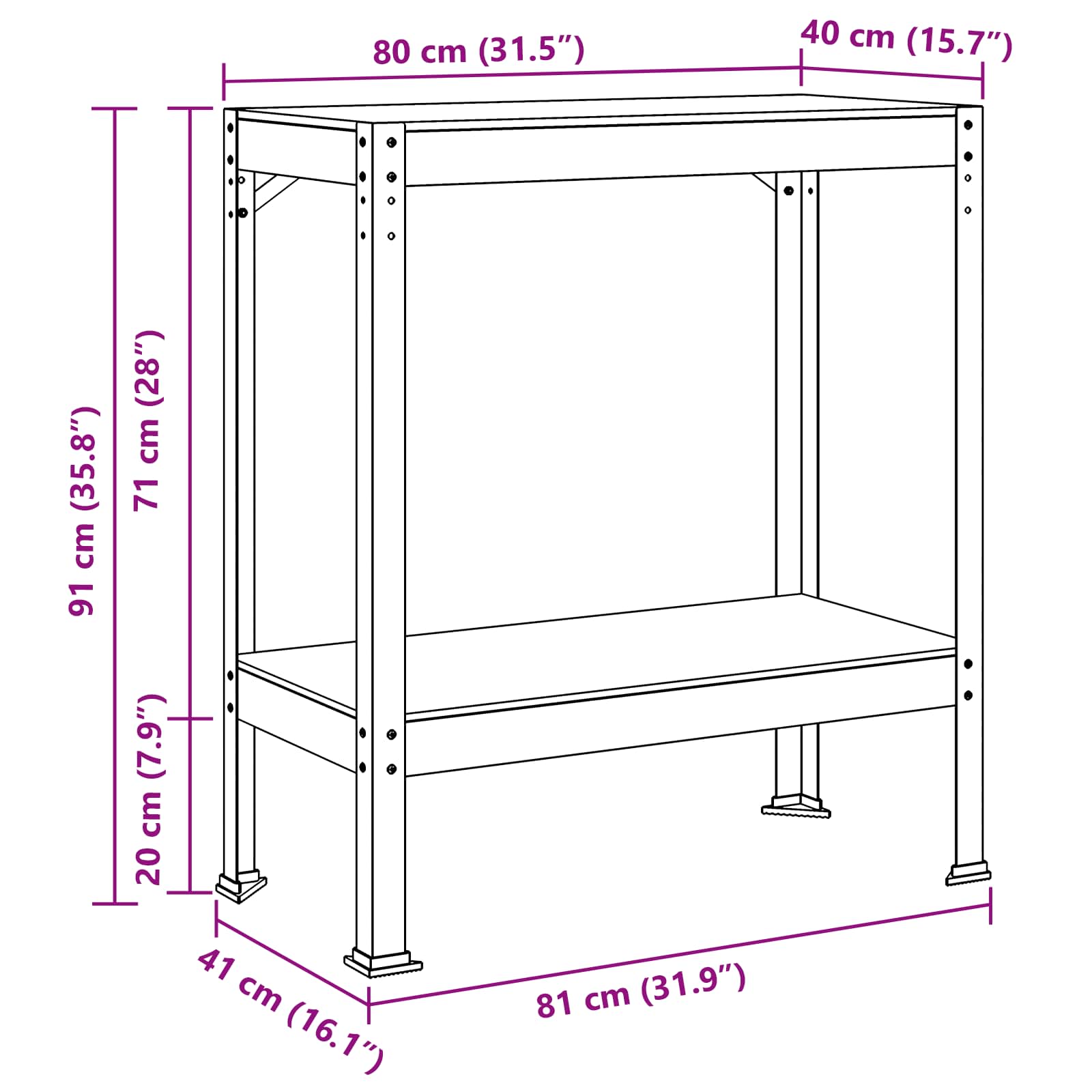 Werkbank met plank Zwart 81 x 41 x 91 cm Bewerkt hout en metaal is nu te koop bij PeponiXL, paradijselijk wonen!