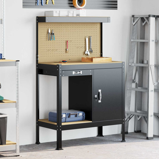 Werkbanken met lade Zwart 81 x 41 x 145 cm Bewerkt hout is nu te koop bij PeponiXL, paradijselijk wonen!