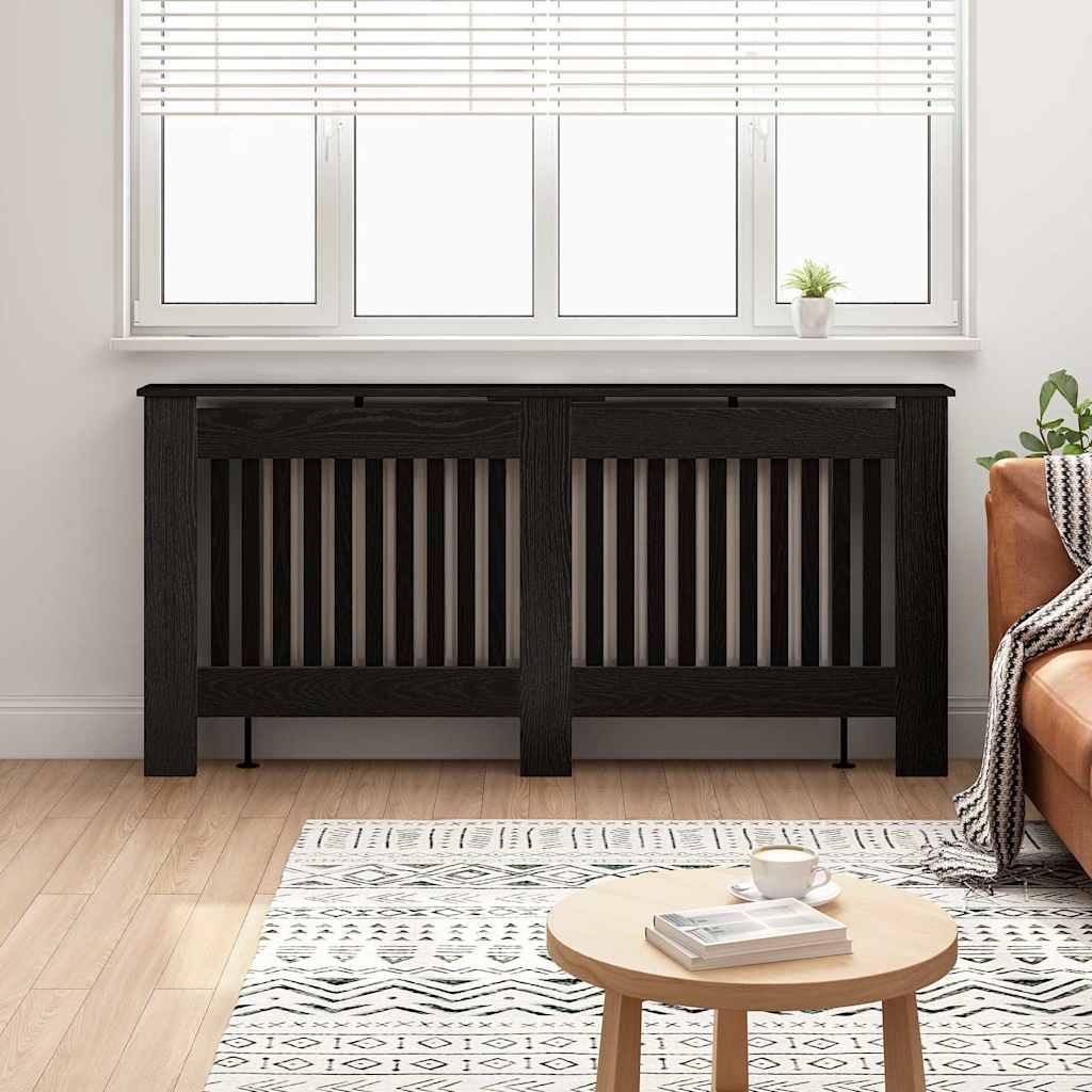 Radiatorafdekking Zwart Eiken 172 x 19 x 81,5 cm Bewerkt hout is nu te koop bij PeponiXL, paradijselijk wonen!