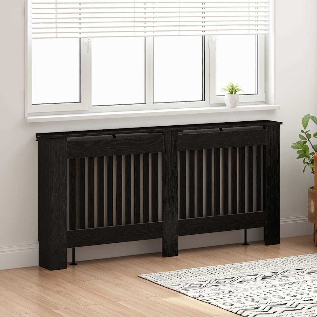 Radiatorafdekking Zwart Eiken 172 x 19 x 81,5 cm Bewerkt hout is nu te koop bij PeponiXL, paradijselijk wonen!