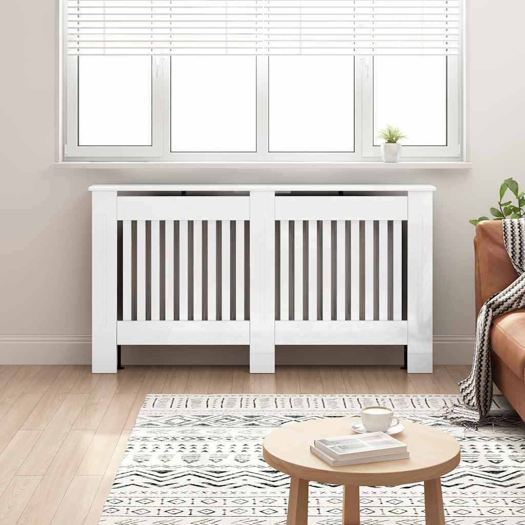 Radiatorafdekking Hoogglans wit 152 x 19 x 81,5 cm Bewerkt hout is nu te koop bij PeponiXL, paradijselijk wonen!
