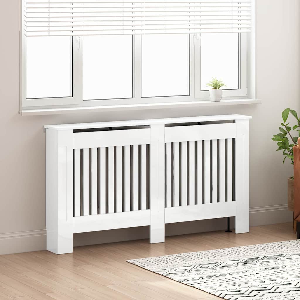 Radiatorafdekking Hoogglans wit 152 x 19 x 81,5 cm Bewerkt hout is nu te koop bij PeponiXL, paradijselijk wonen!