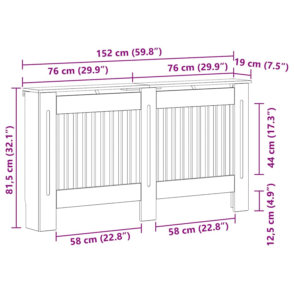 Radiatorafdekking Gerookt eiken 152 x 19 x 81,5 cm Bewerkt hout is nu te koop bij PeponiXL, paradijselijk wonen!