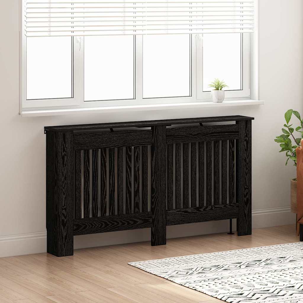 Radiatorafdekking Zwart Eiken 152 x 19 x 81,5 cm Bewerkt hout is nu te koop bij PeponiXL, paradijselijk wonen!
