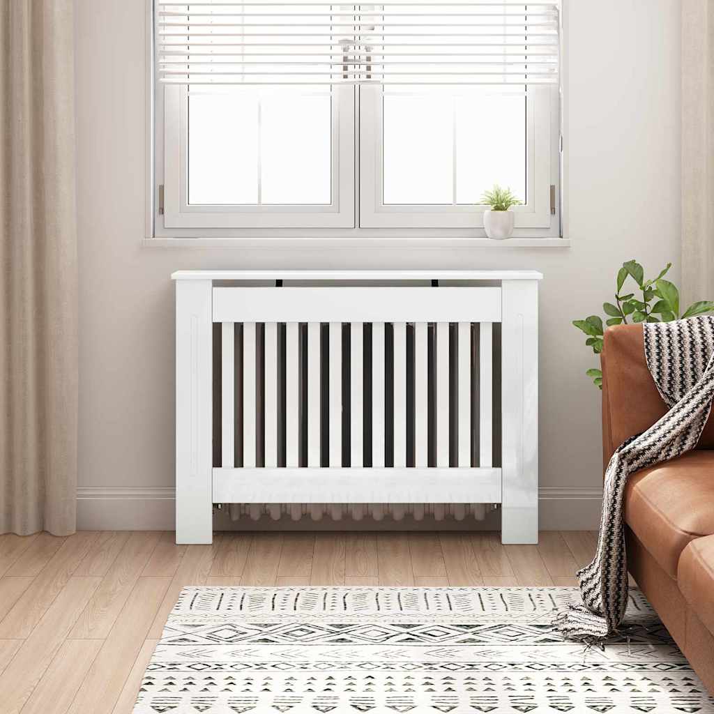 Radiatorafdekking Hoogglans wit 112 x 19 x 81,5 cm Bewerkt hout is nu te koop bij PeponiXL, paradijselijk wonen!