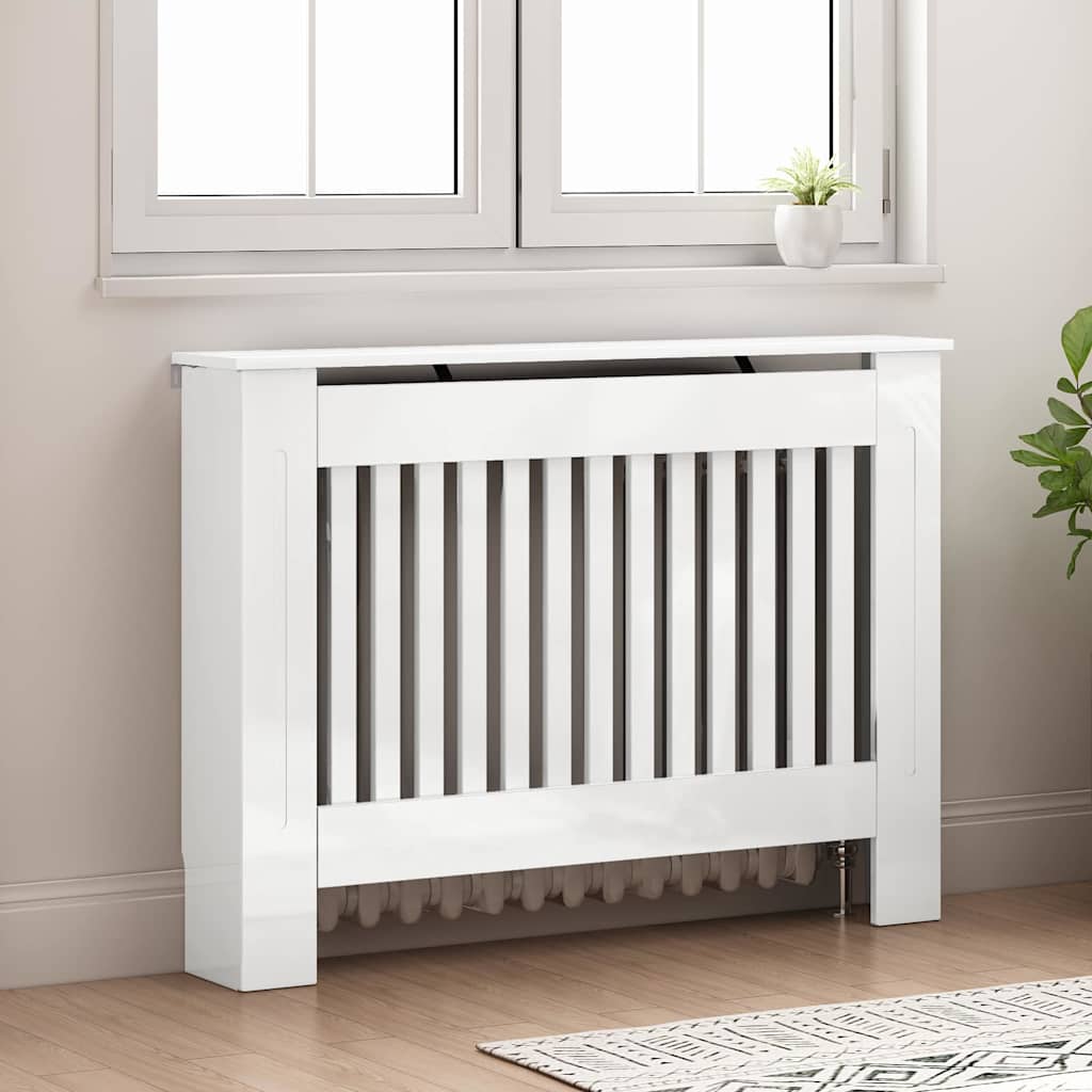 Radiatorafdekking Hoogglans wit 112 x 19 x 81,5 cm Bewerkt hout is nu te koop bij PeponiXL, paradijselijk wonen!