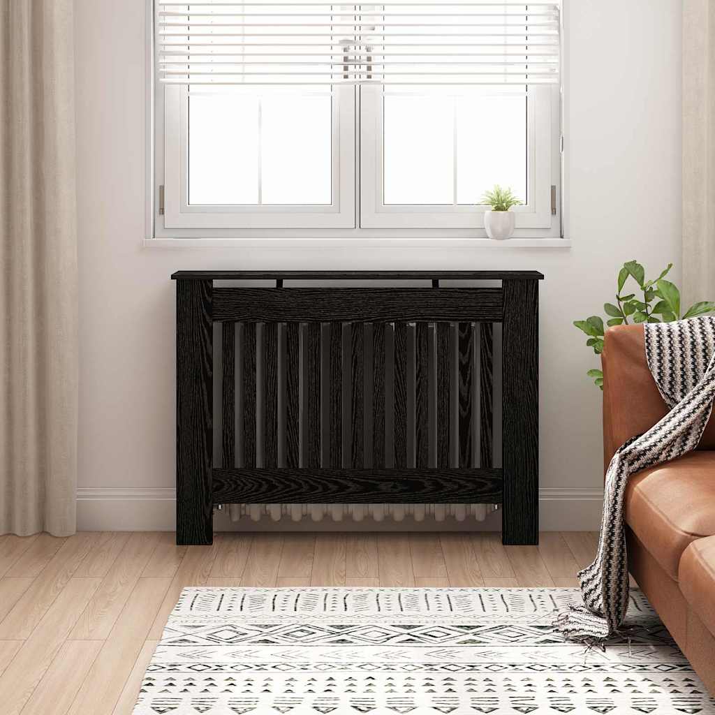 Radiatorafdekking Zwart Eiken 112 x 19 x 81,5 cm Bewerkt hout is nu te koop bij PeponiXL, paradijselijk wonen!