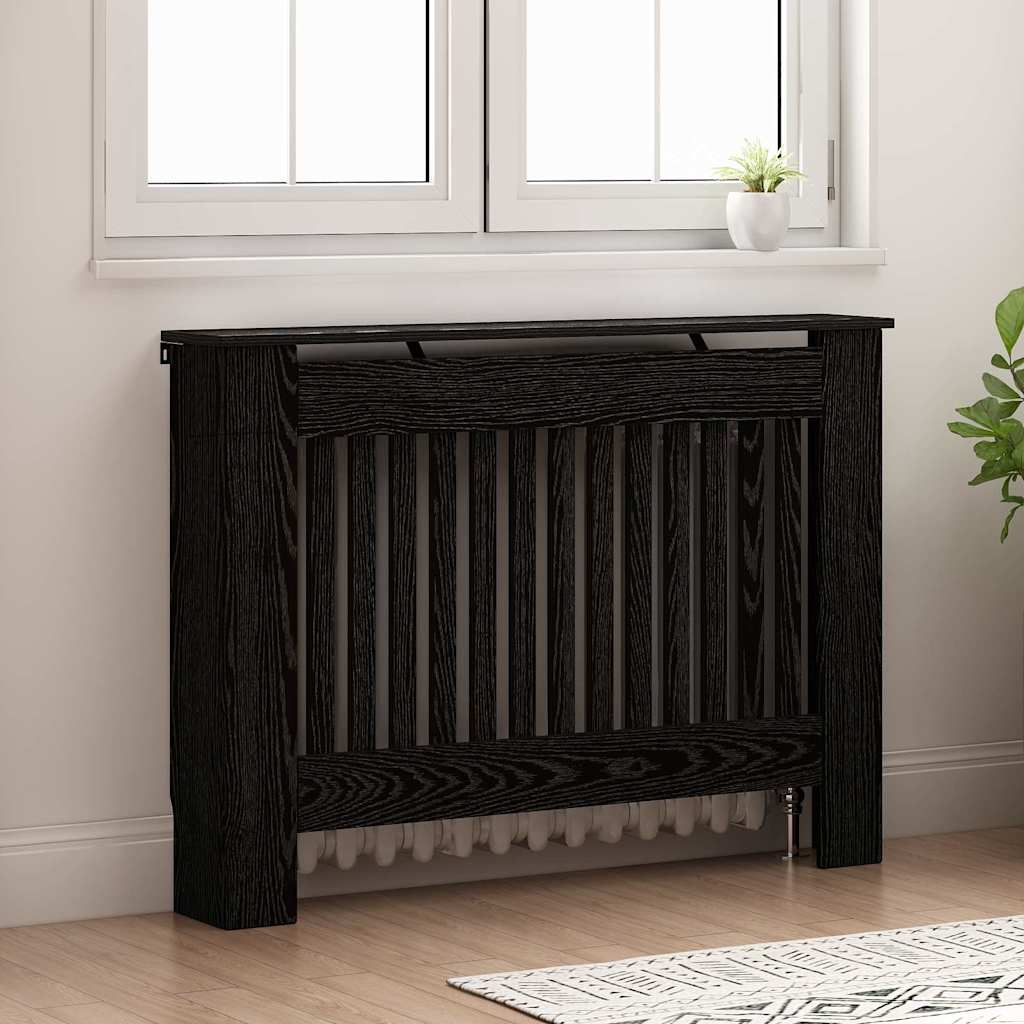 Radiatorafdekking Zwart Eiken 112 x 19 x 81,5 cm Bewerkt hout is nu te koop bij PeponiXL, paradijselijk wonen!