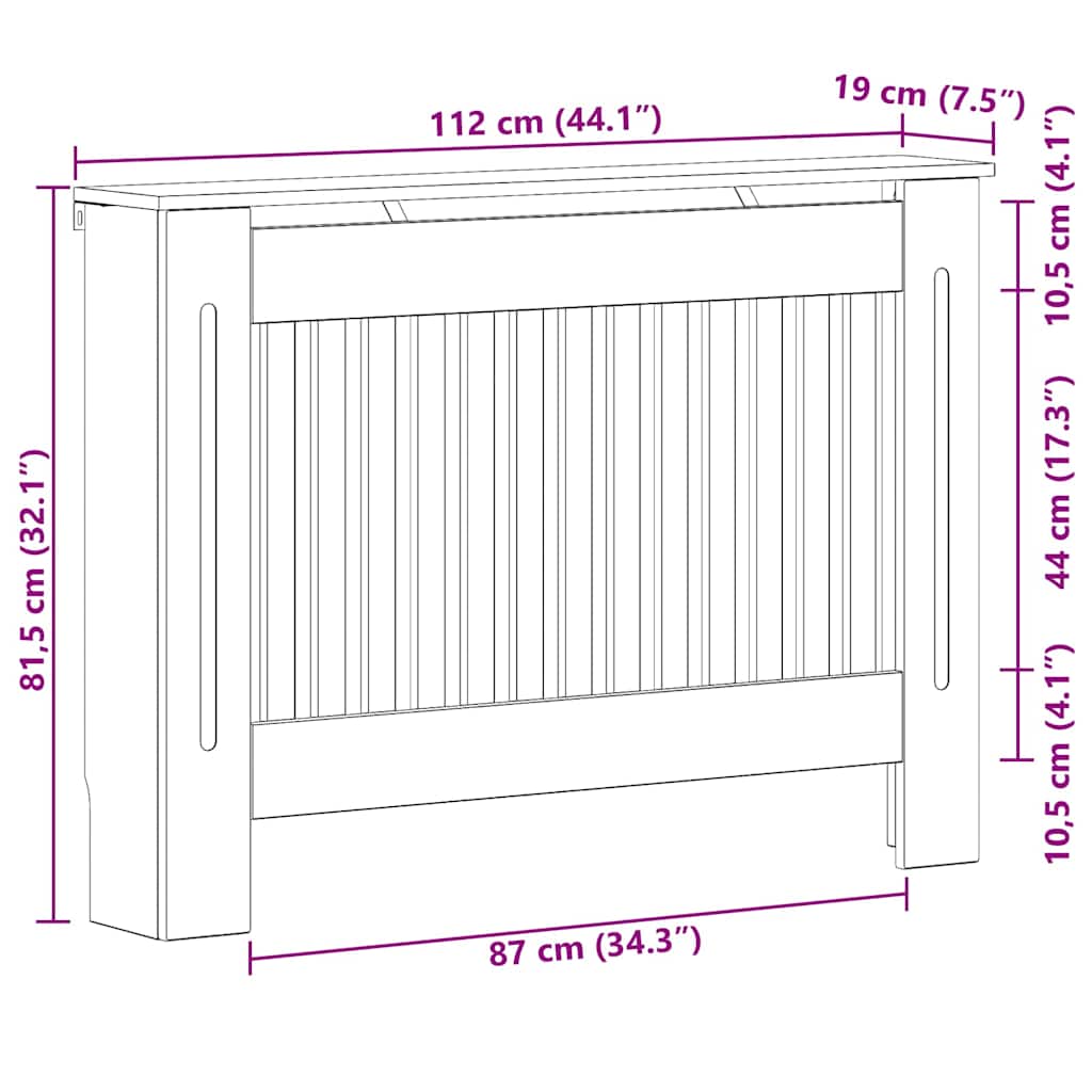 Radiatorafdekking Zwart Eiken 112 x 19 x 81,5 cm Bewerkt hout is nu te koop bij PeponiXL, paradijselijk wonen!