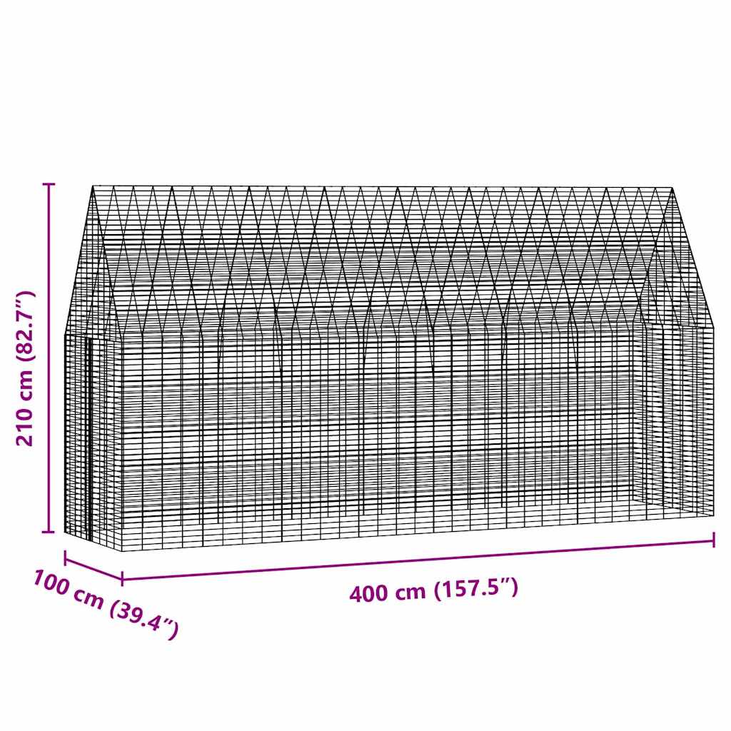 Konijnenkooi Zilver 400 x 100 x 210 cm Gegalvaniseerd staal is nu te koop bij PeponiXL, paradijselijk wonen!