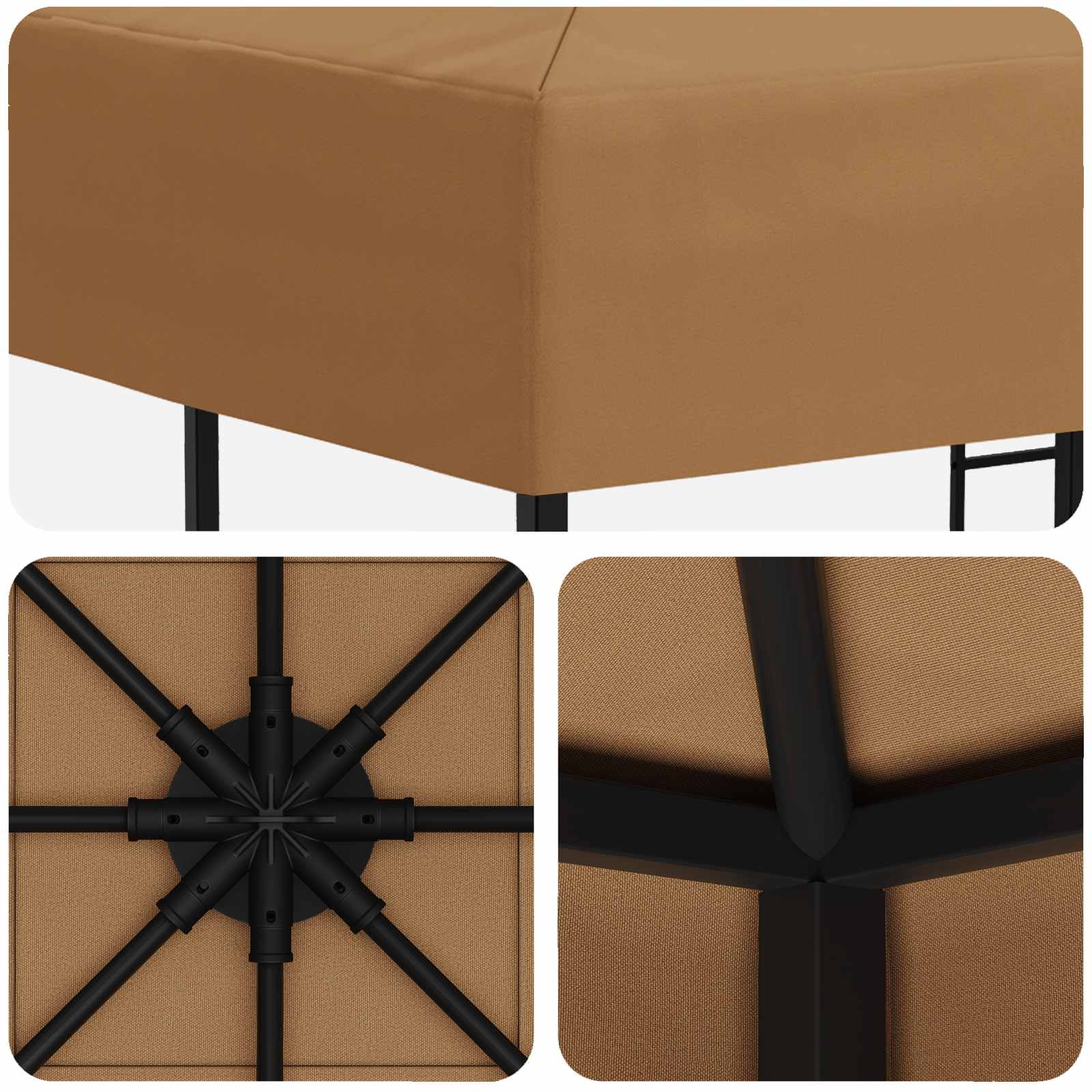 Prieel 3 x 3 m Beige Polyester en staal 190 gsm is nu te koop bij PeponiXL, paradijselijk wonen!