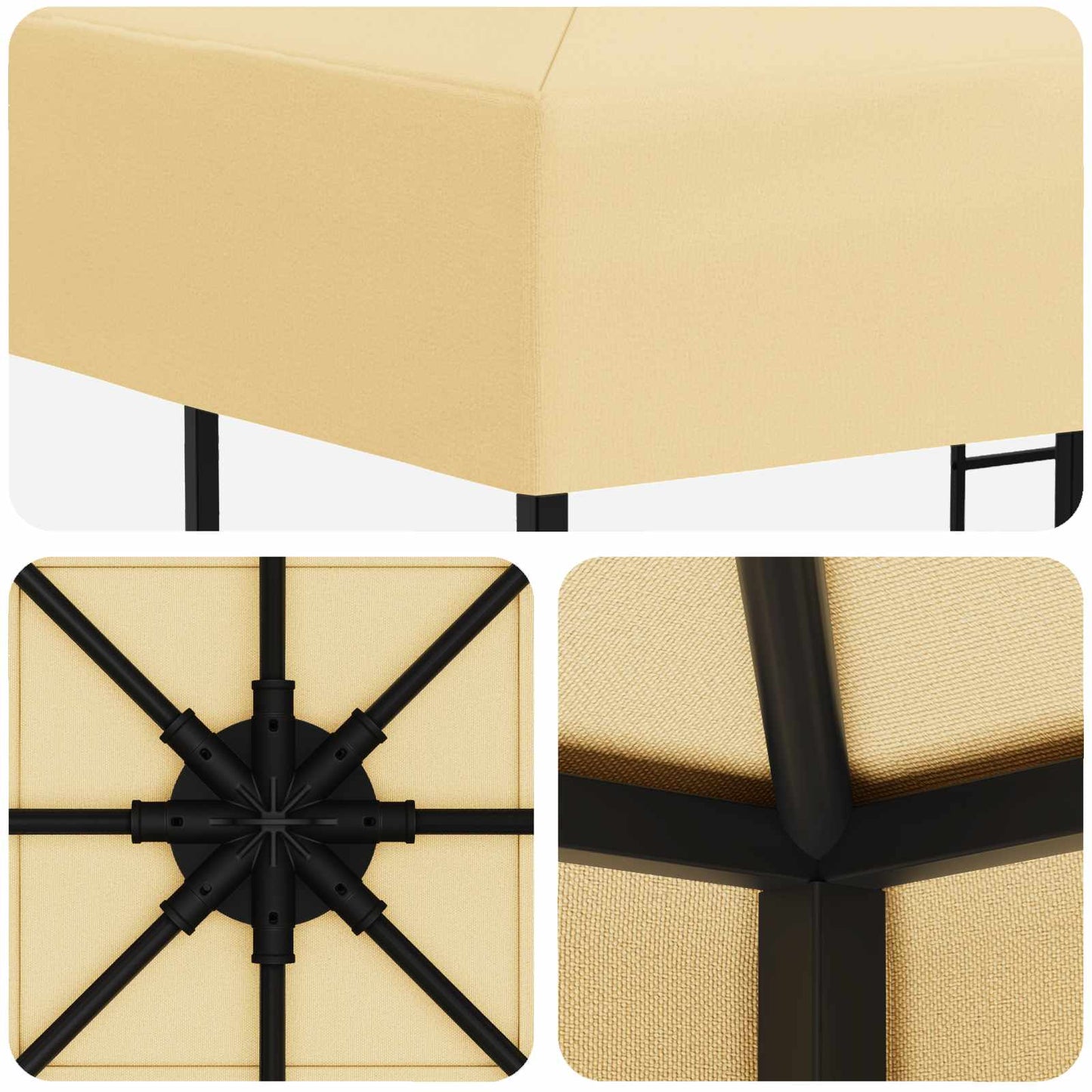 Prieel 3 x 3 m Crèmekleurig Polyester en staal 190 gsm is nu te koop bij PeponiXL, paradijselijk wonen!