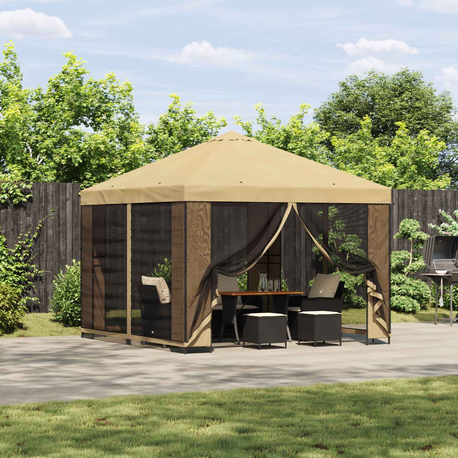 Prieel 3 x 3 m Crèmekleurig Polyester en staal 190 gsm is nu te koop bij PeponiXL, paradijselijk wonen!