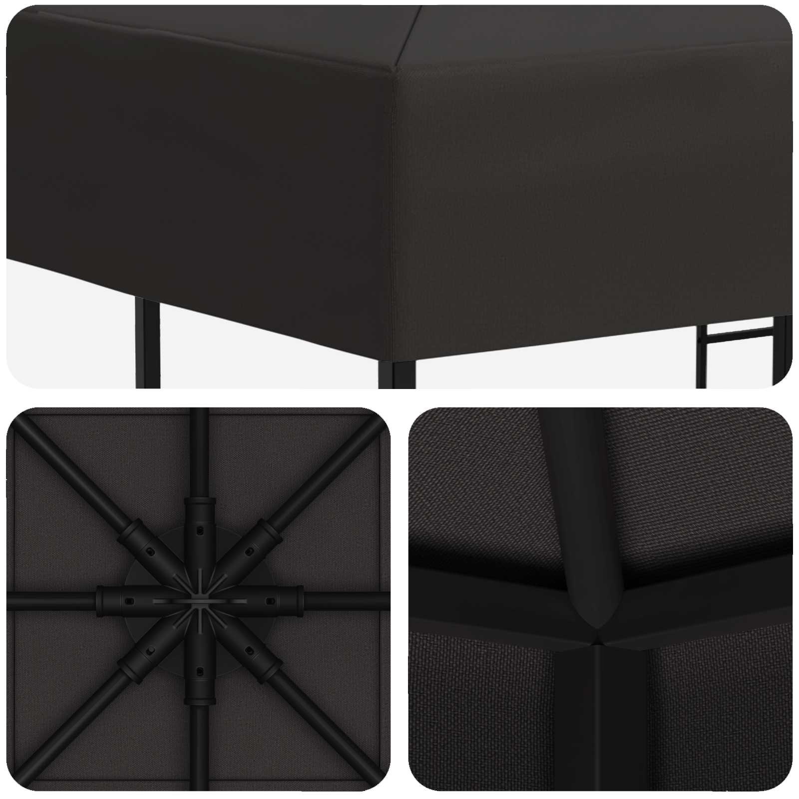 Prieel 3 x 3 m Antracietkleurig Polyester en staal 190 gsm is nu te koop bij PeponiXL, paradijselijk wonen!