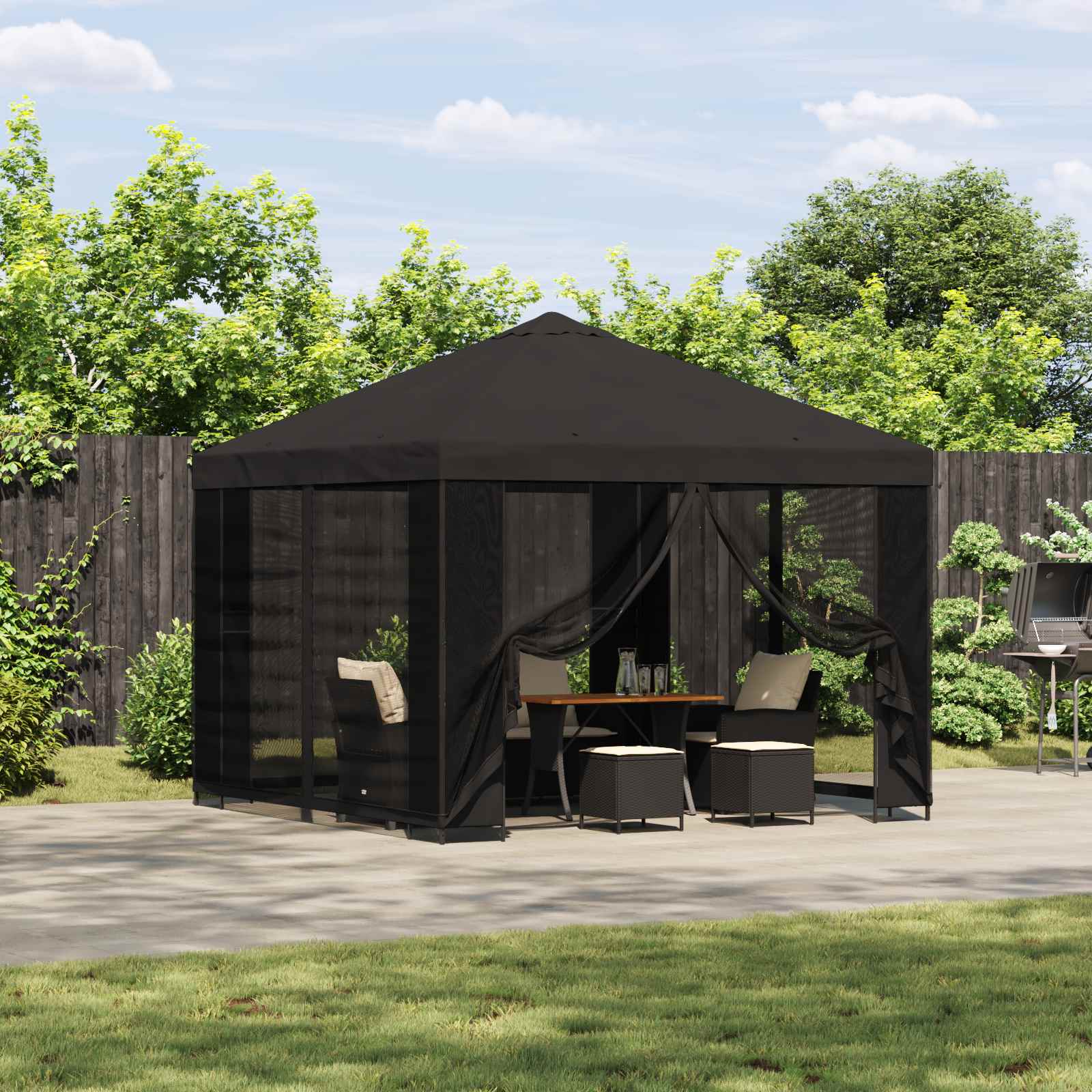 Prieel 3 x 3 m Antracietkleurig Polyester en staal 190 gsm is nu te koop bij PeponiXL, paradijselijk wonen!